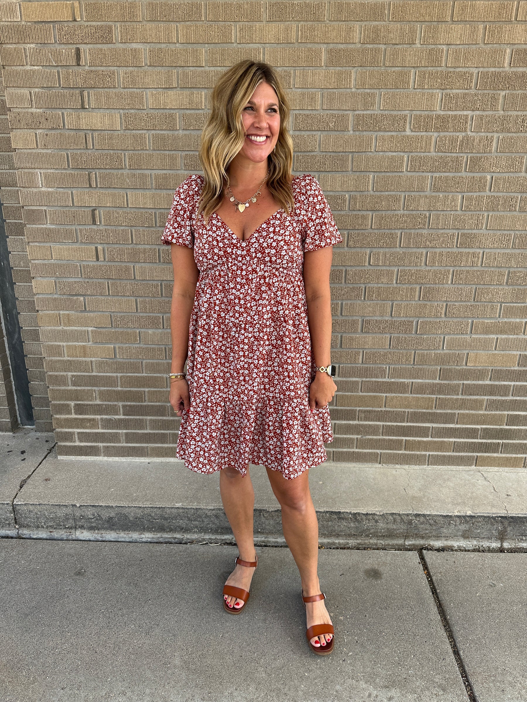 Rust Floral Dress