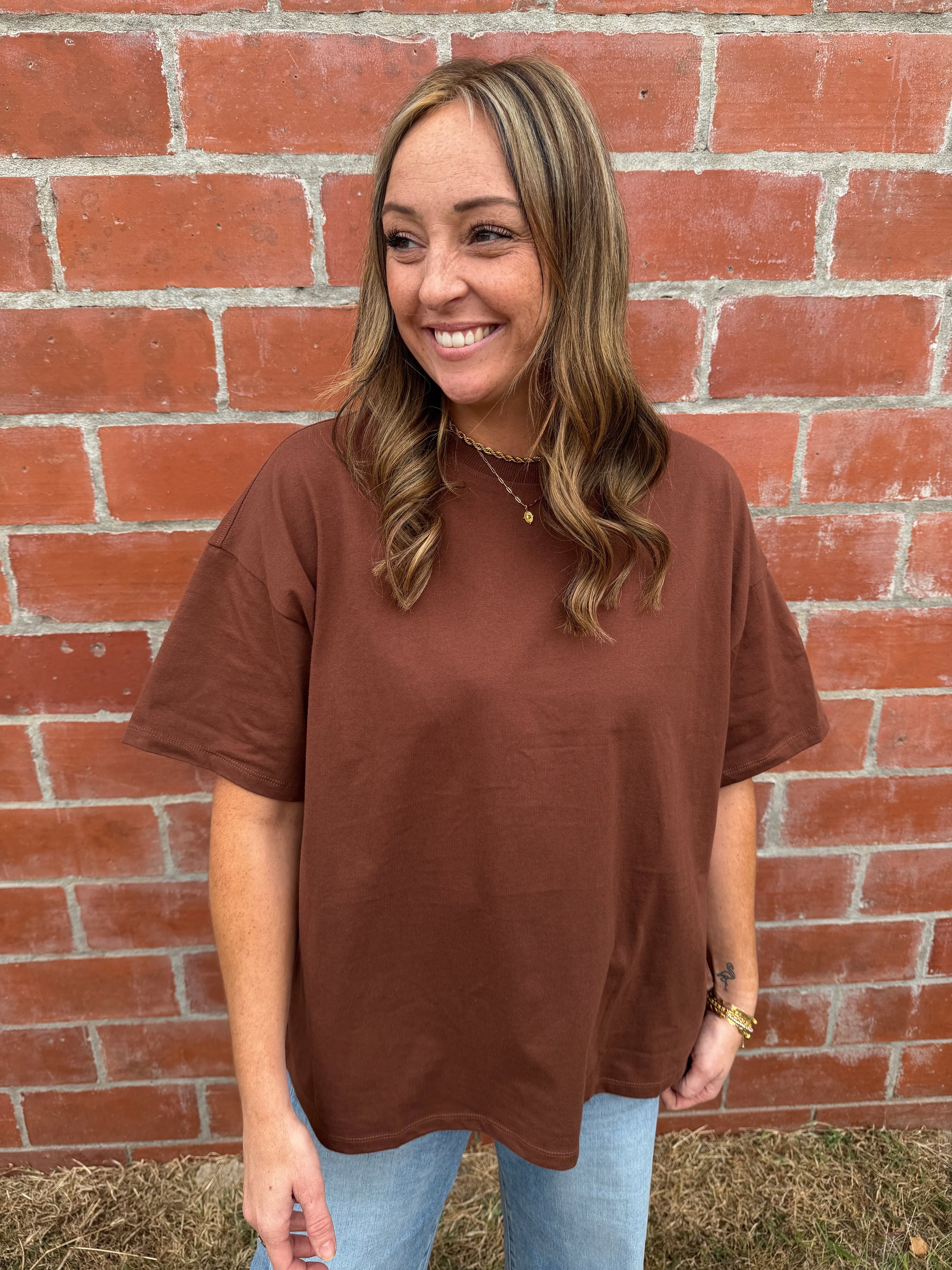 Chill All Day Oversized Tee - Chestnut