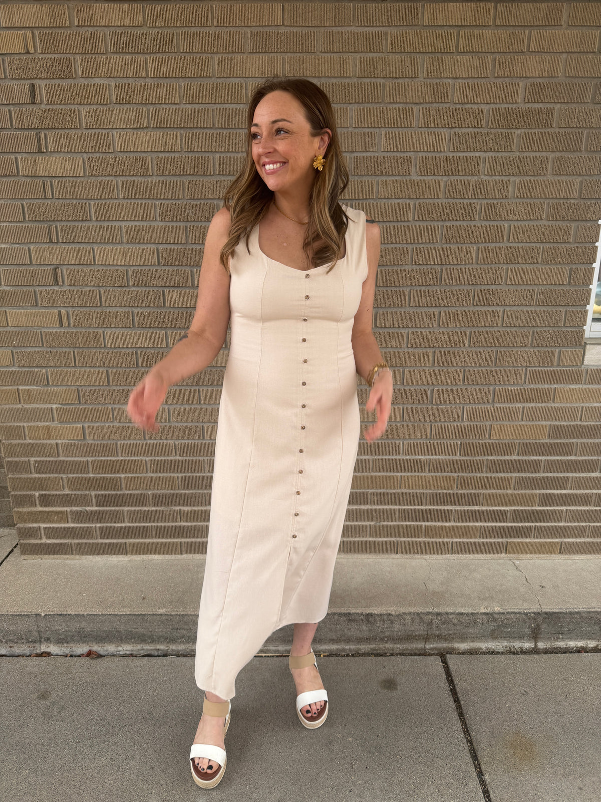 Khaki Button Up Dress