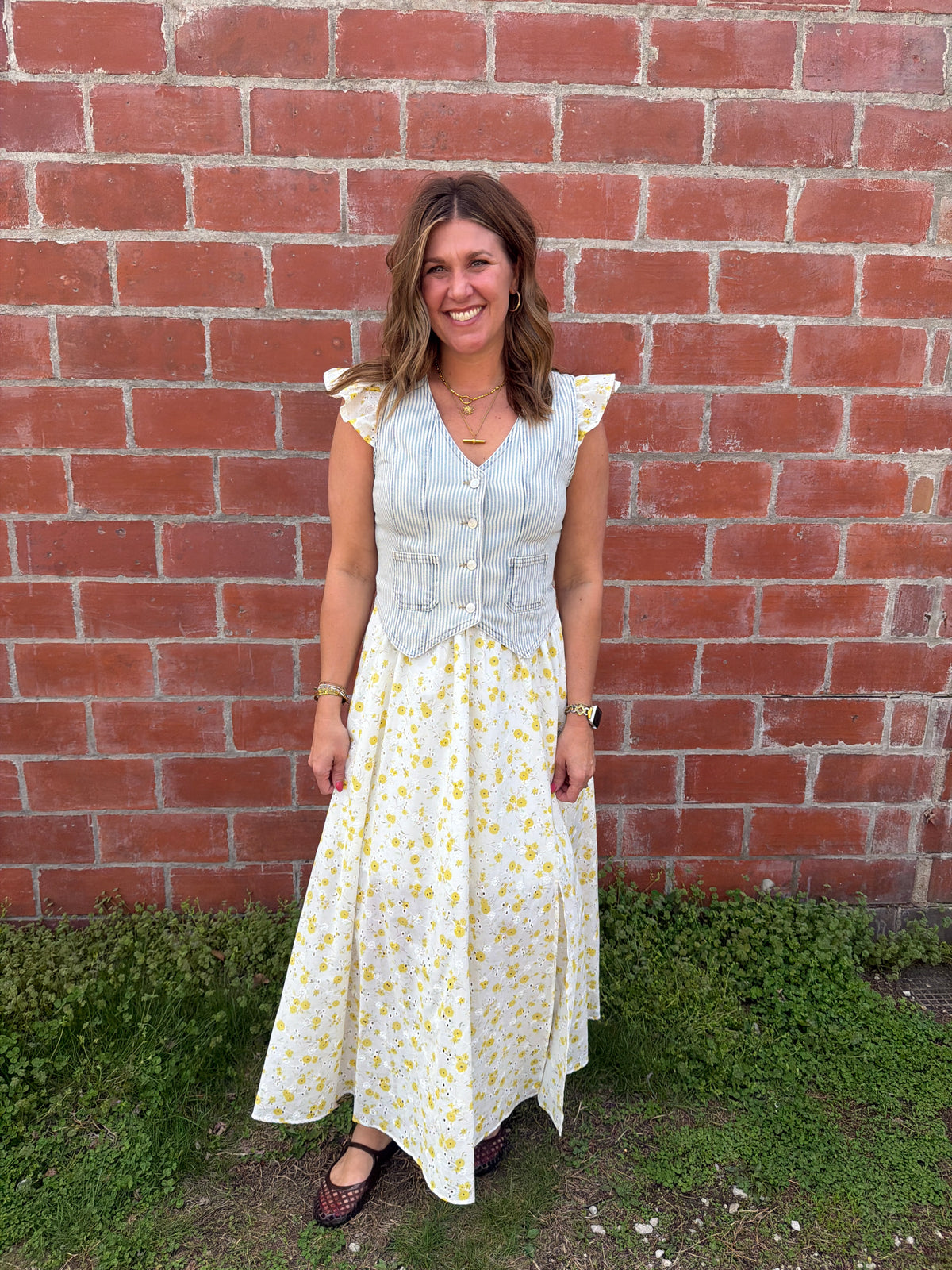 Pinstripe Denim Vest