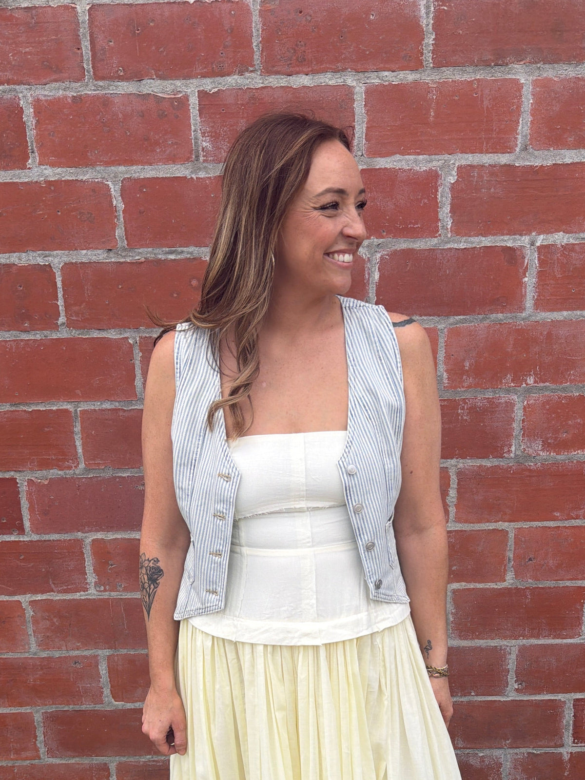 Pinstripe Denim Vest