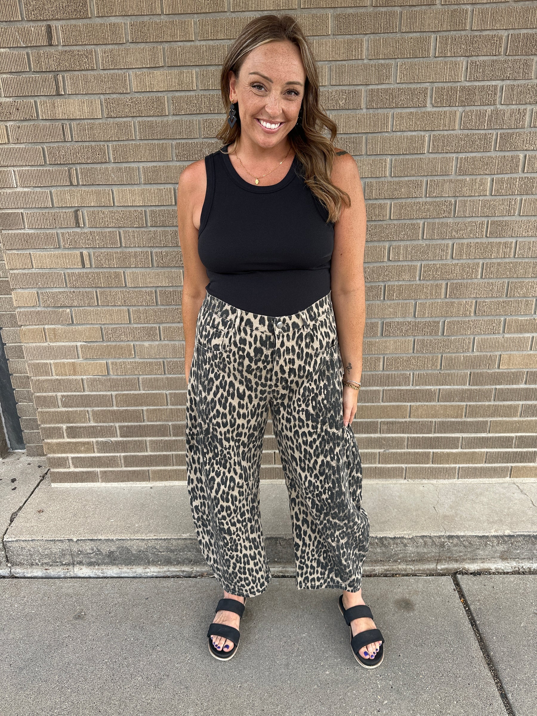 Leopard Barrel Jeans