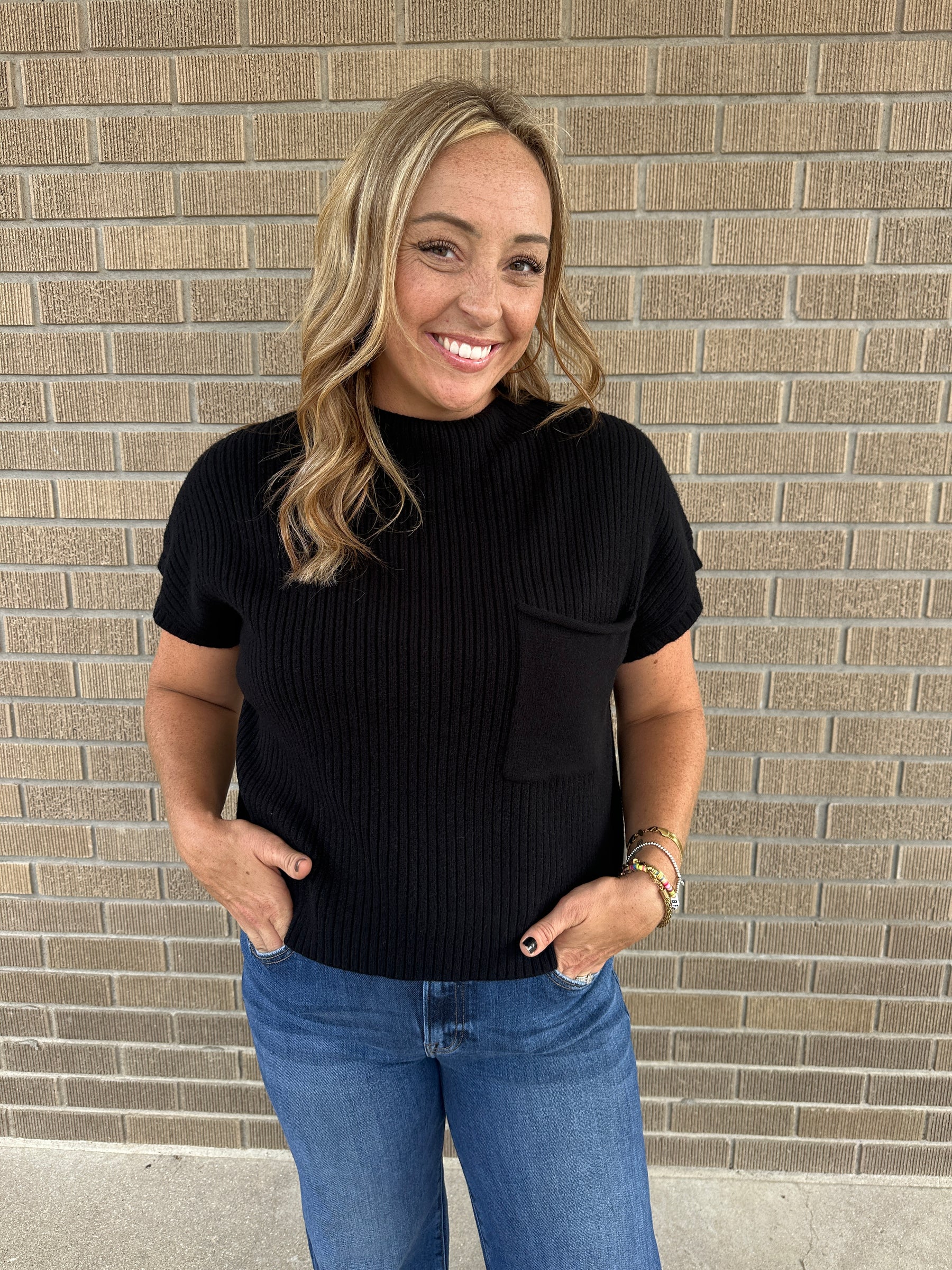 Black Knit Sweater Top