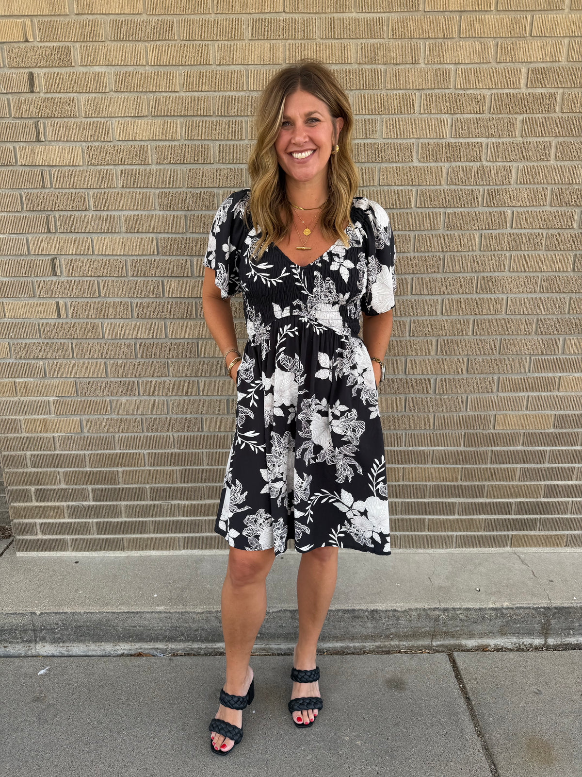 Black and White Floral Dress