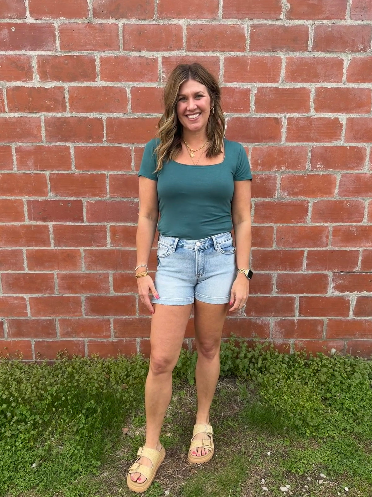 Everyday Square Neck Tee - Dark Teal