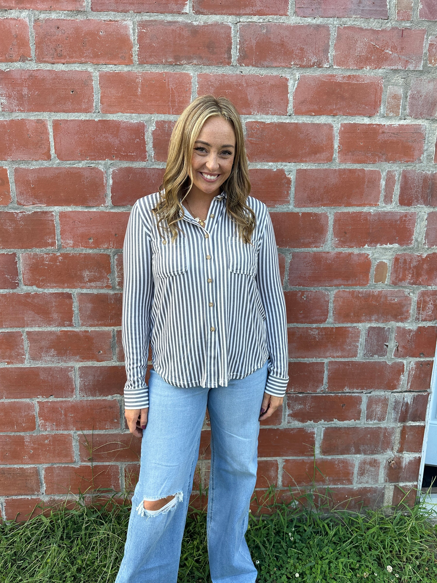 Buttery Soft Button Down - Charcoal