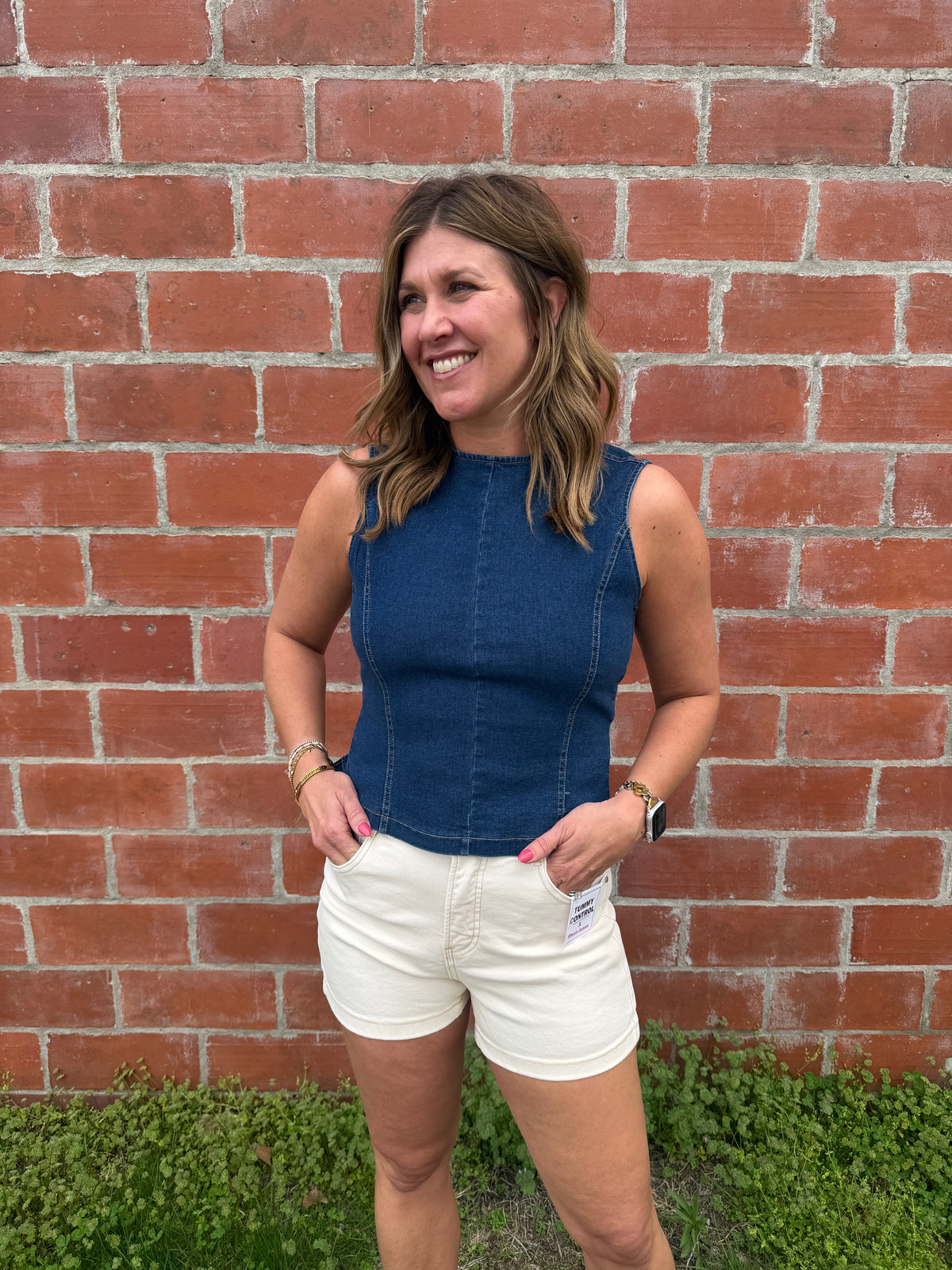 Dark Denim Tie Back Tank