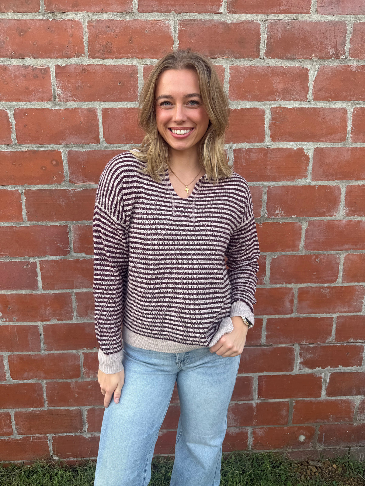 Mulberry and Cream Sweater