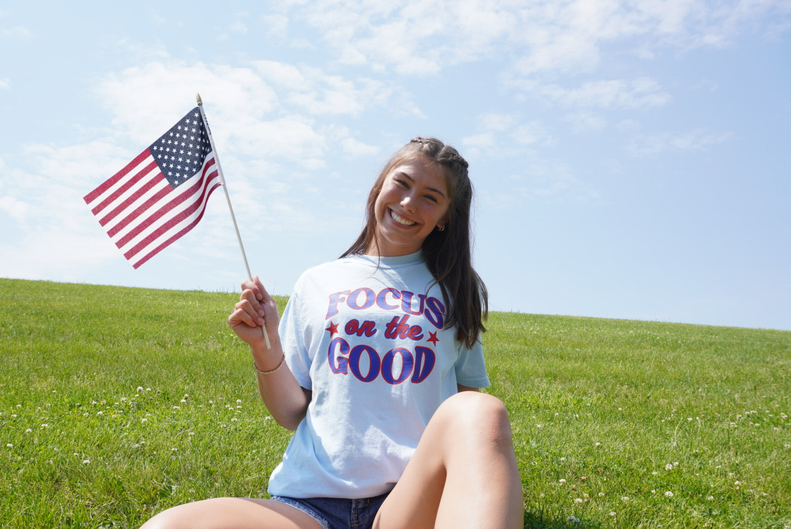 Focus On The Good Tee - Blue & Red