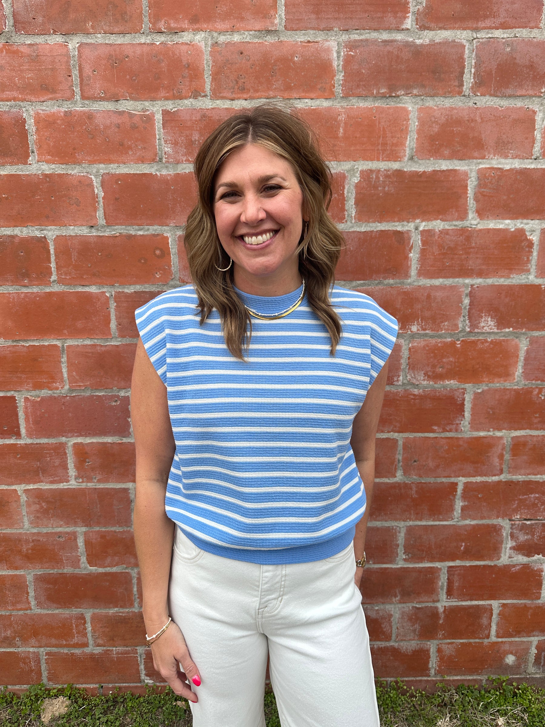 Blue Stripe Cloudy Knit Top