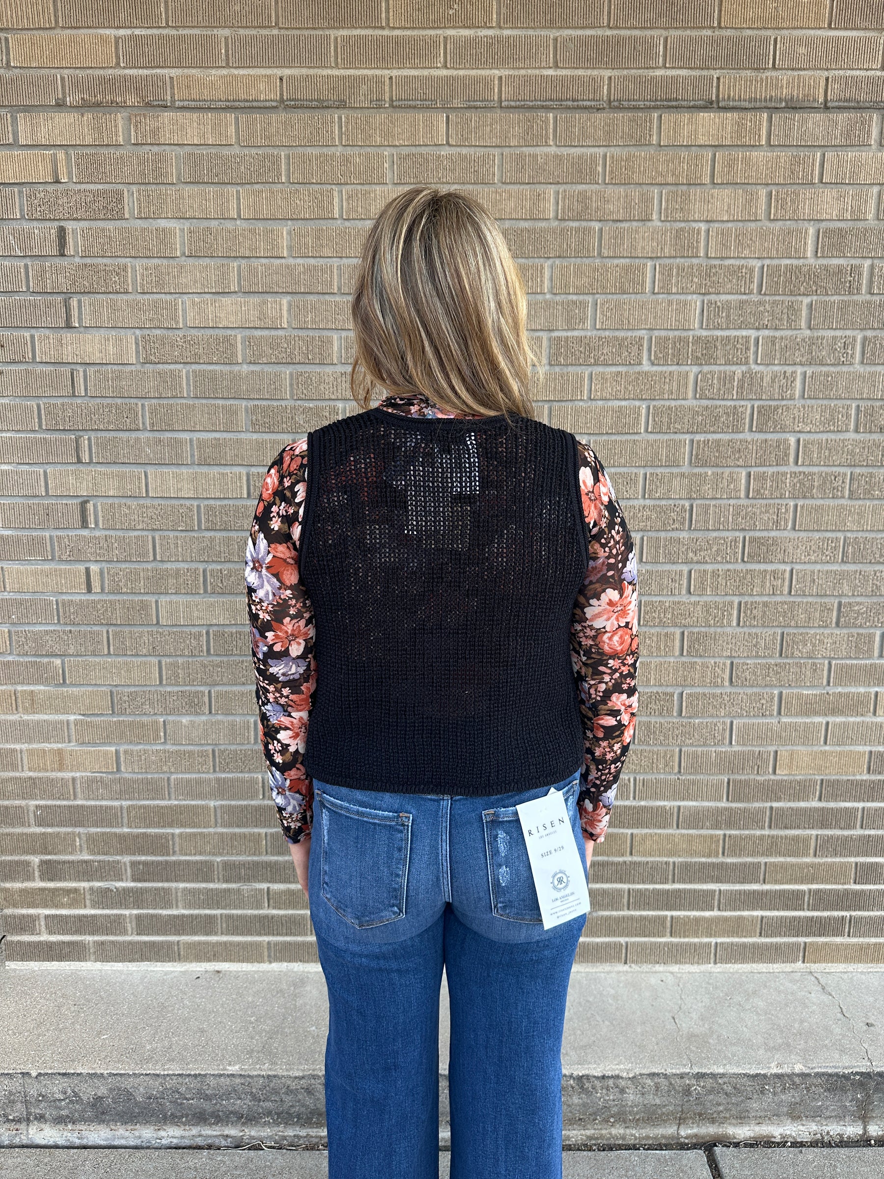 Essential Crochet Vest - Black