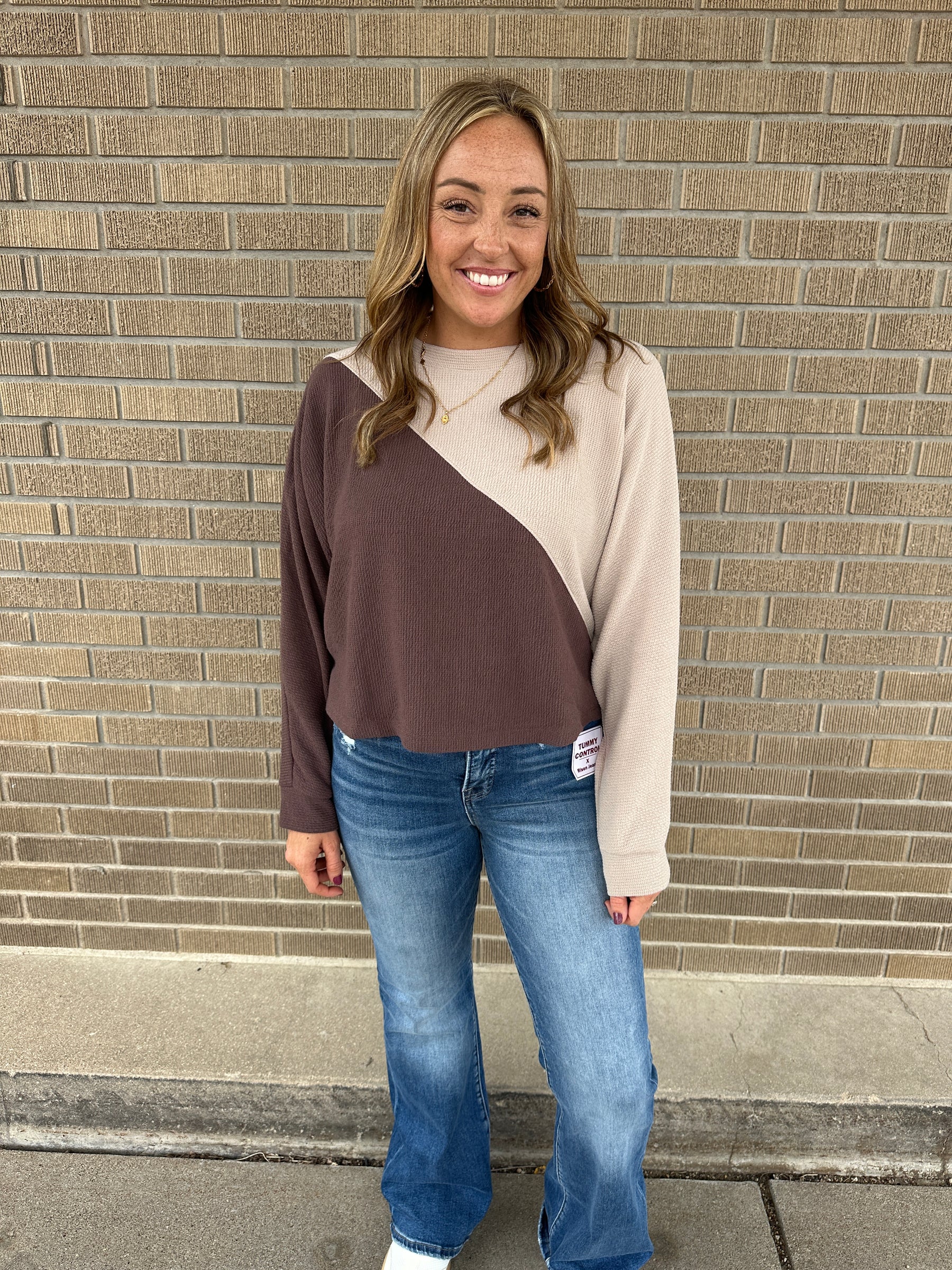 Cloudy Knit Color Block - Mocha
