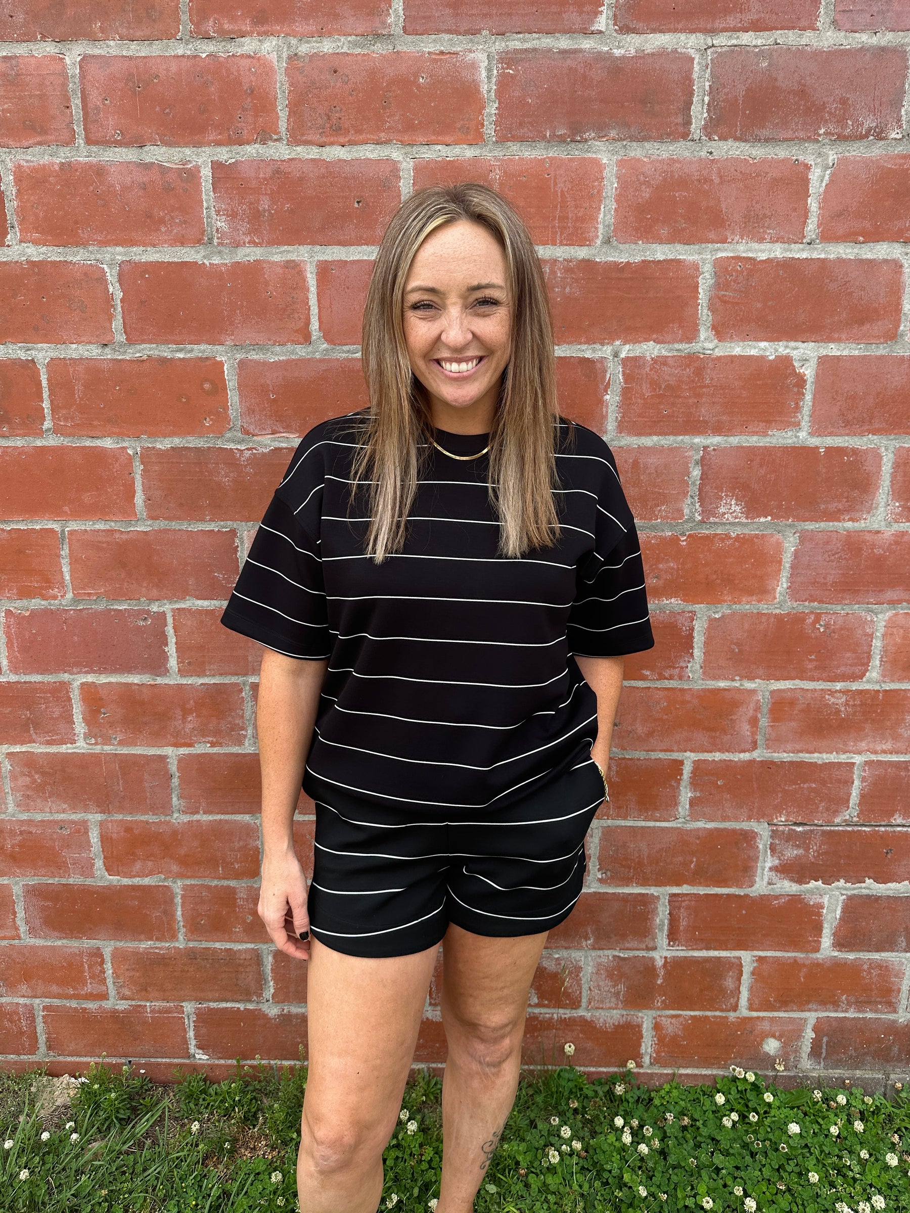 Buttery Soft Modal Stripe Tee - Black