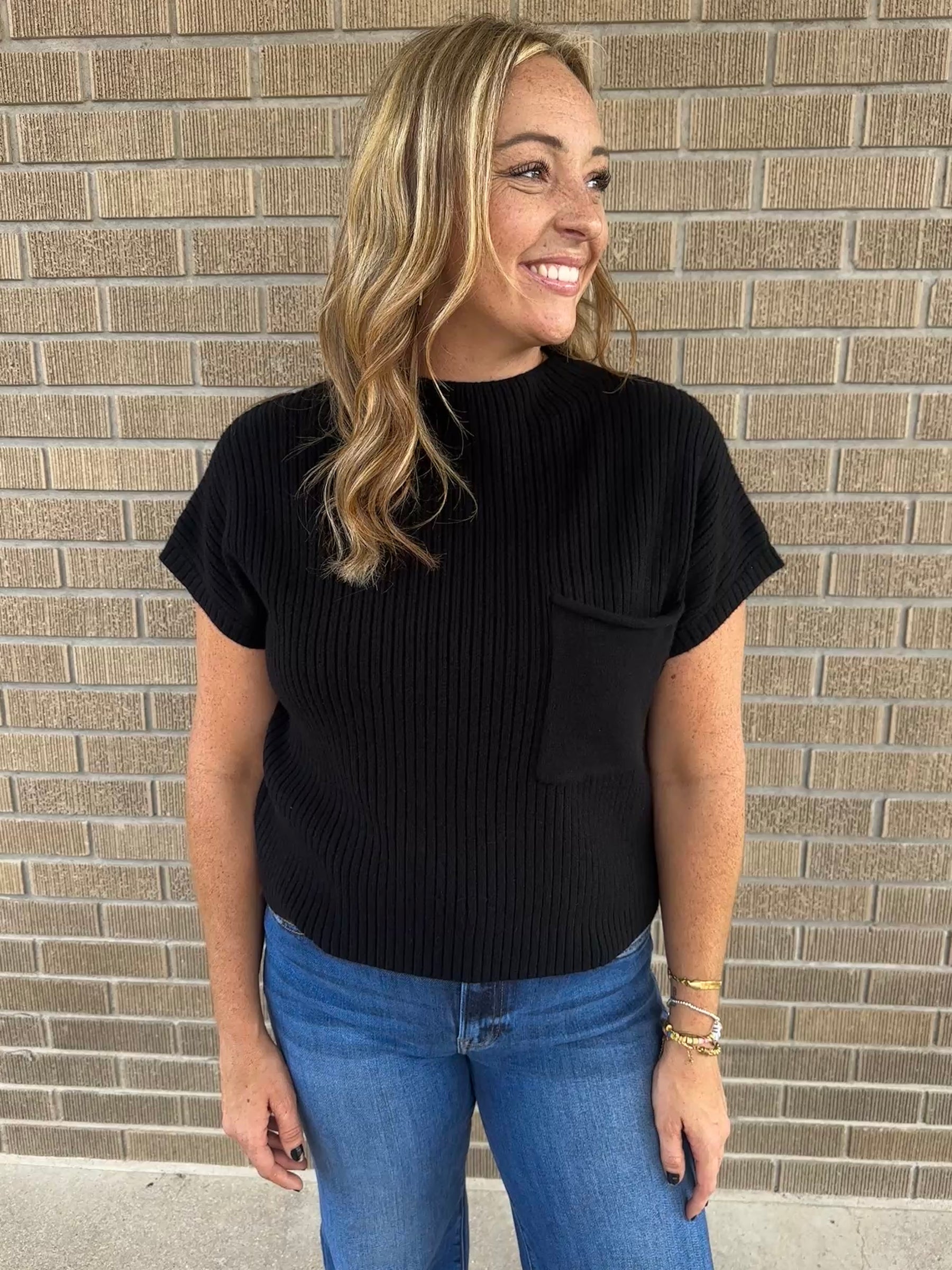 Black Knit Sweater Top