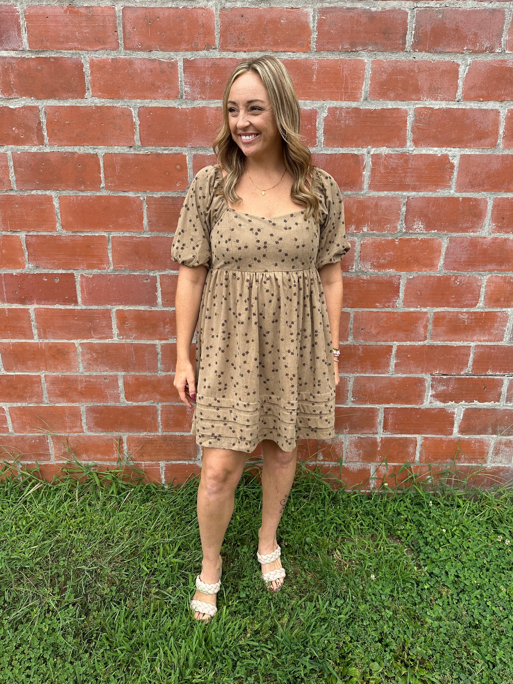 Floral Corduroy Mini Dress