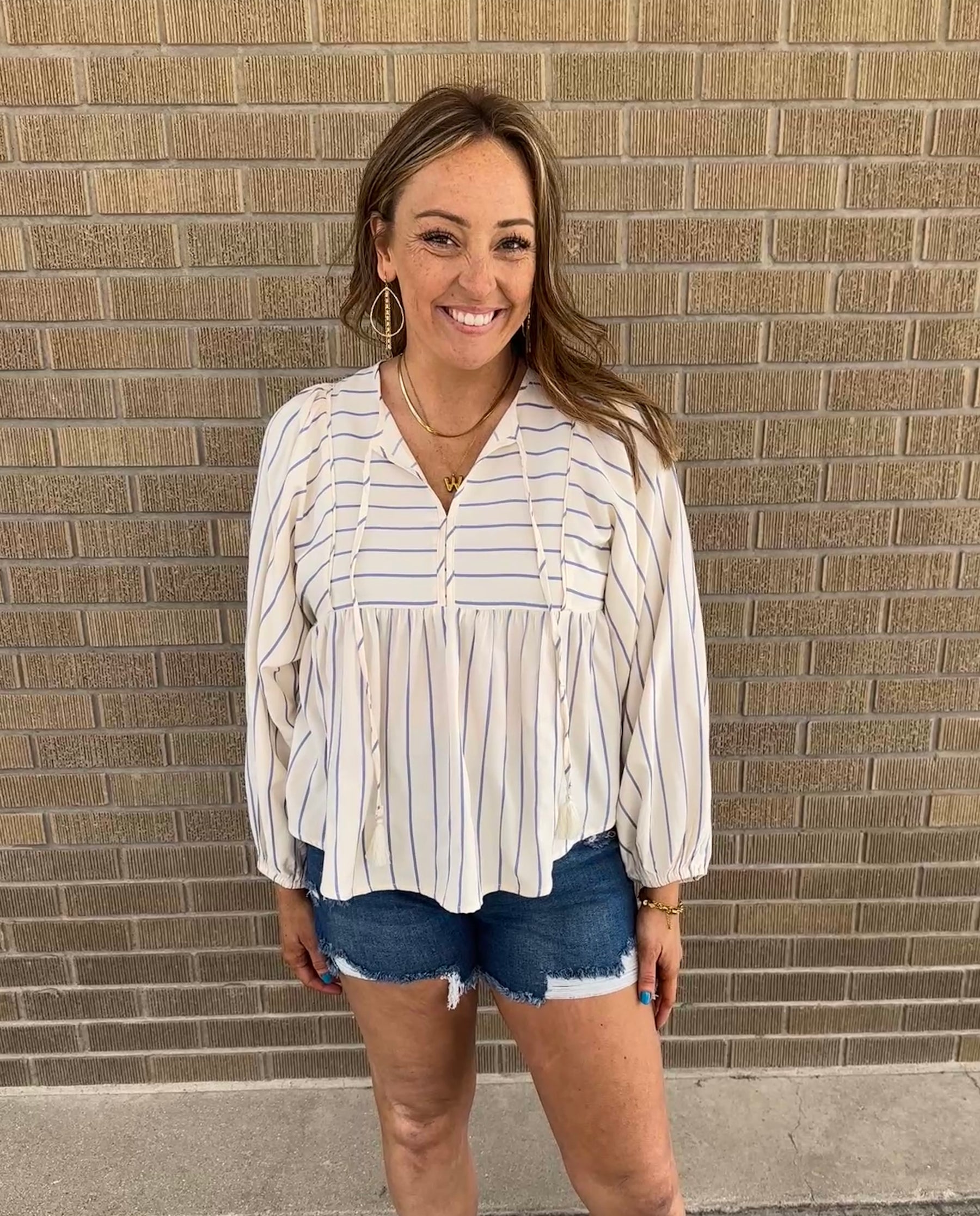 Babydoll Blue Stripe Blouse
