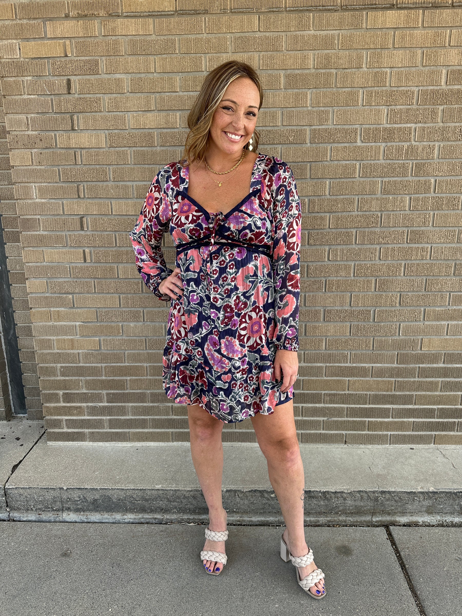 Navy Floral Dress