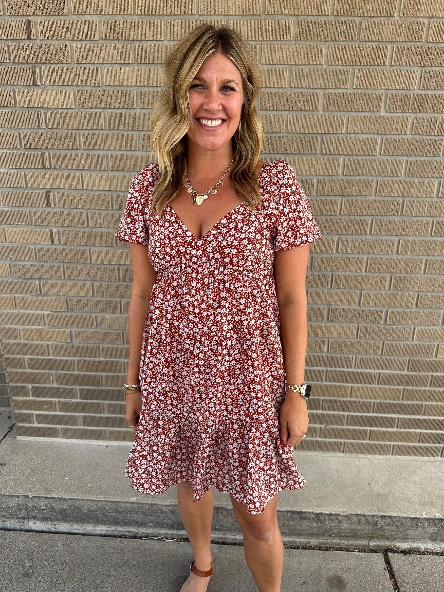 Rust Floral Dress