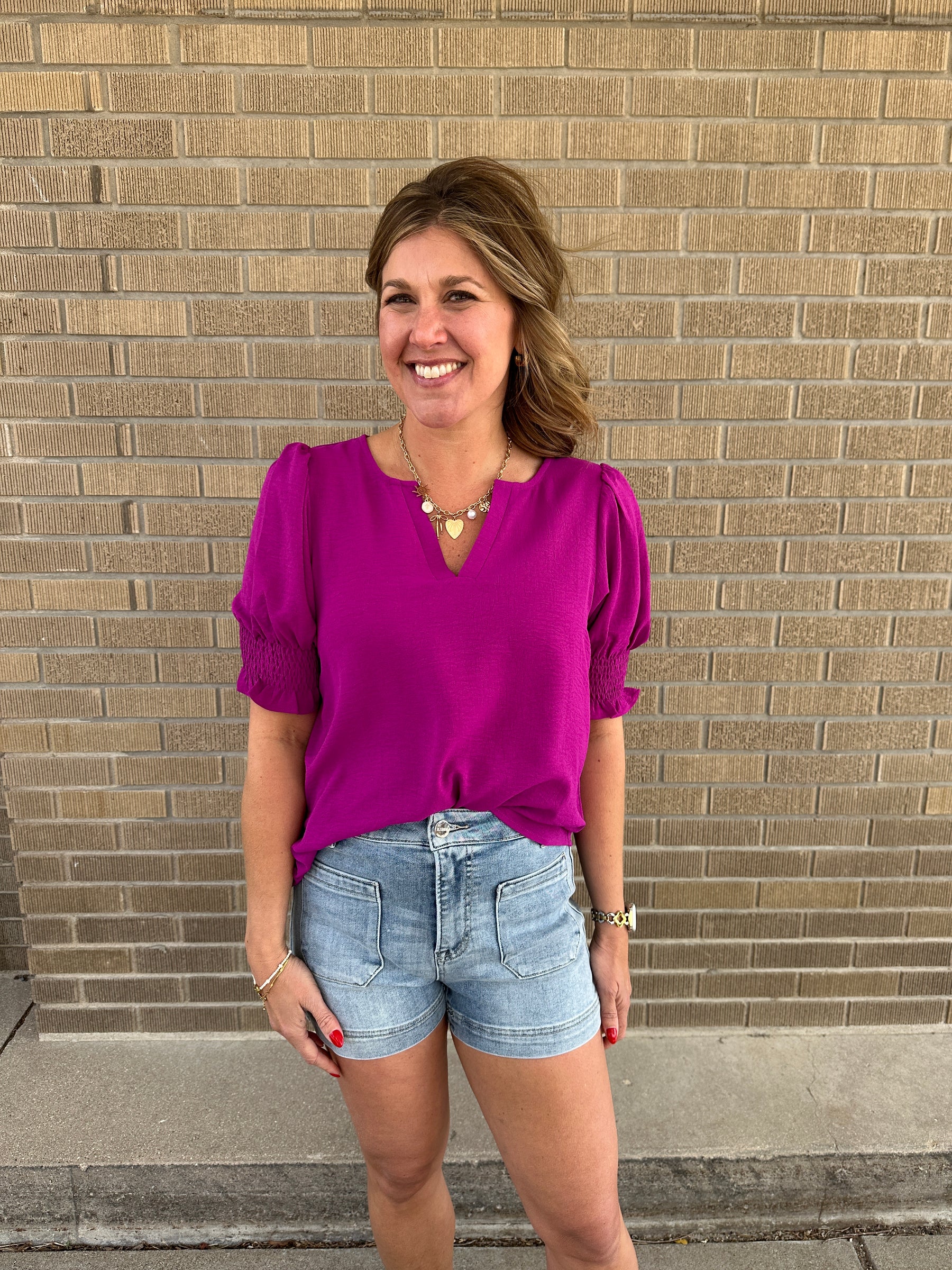 Perfect Crinkle Blouse - Magenta