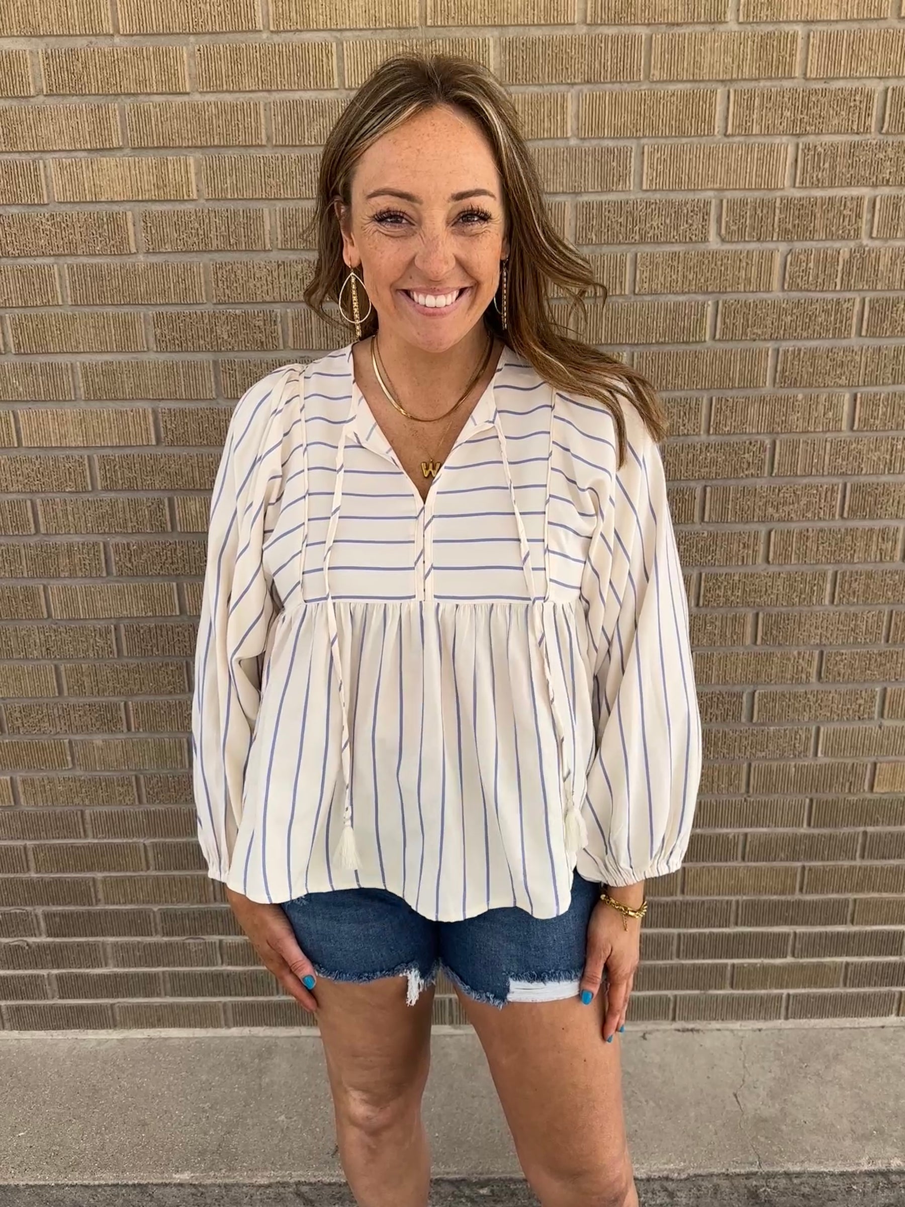 Babydoll Blue Stripe Blouse