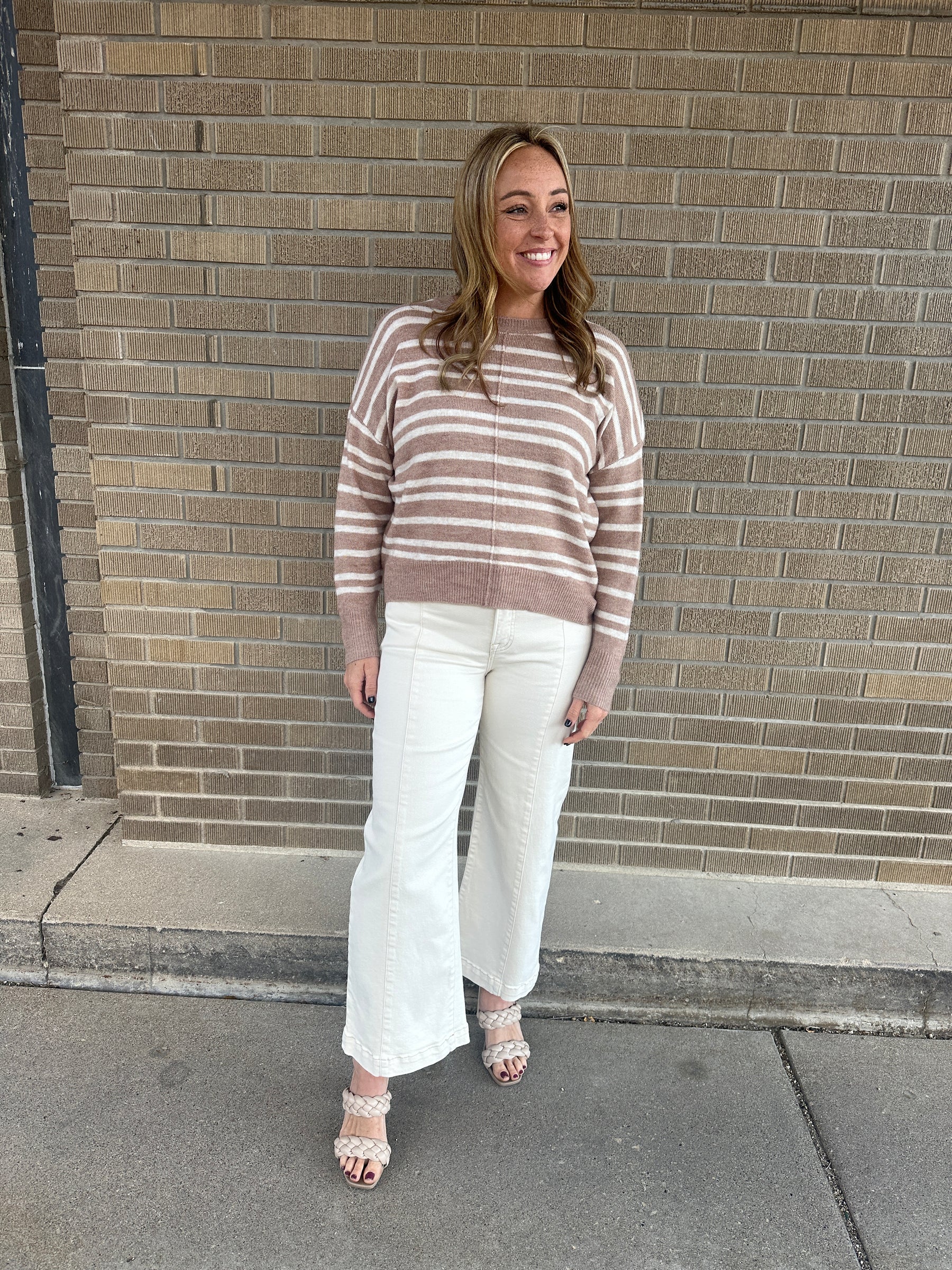 Classic Stripe Sweater - Taupe