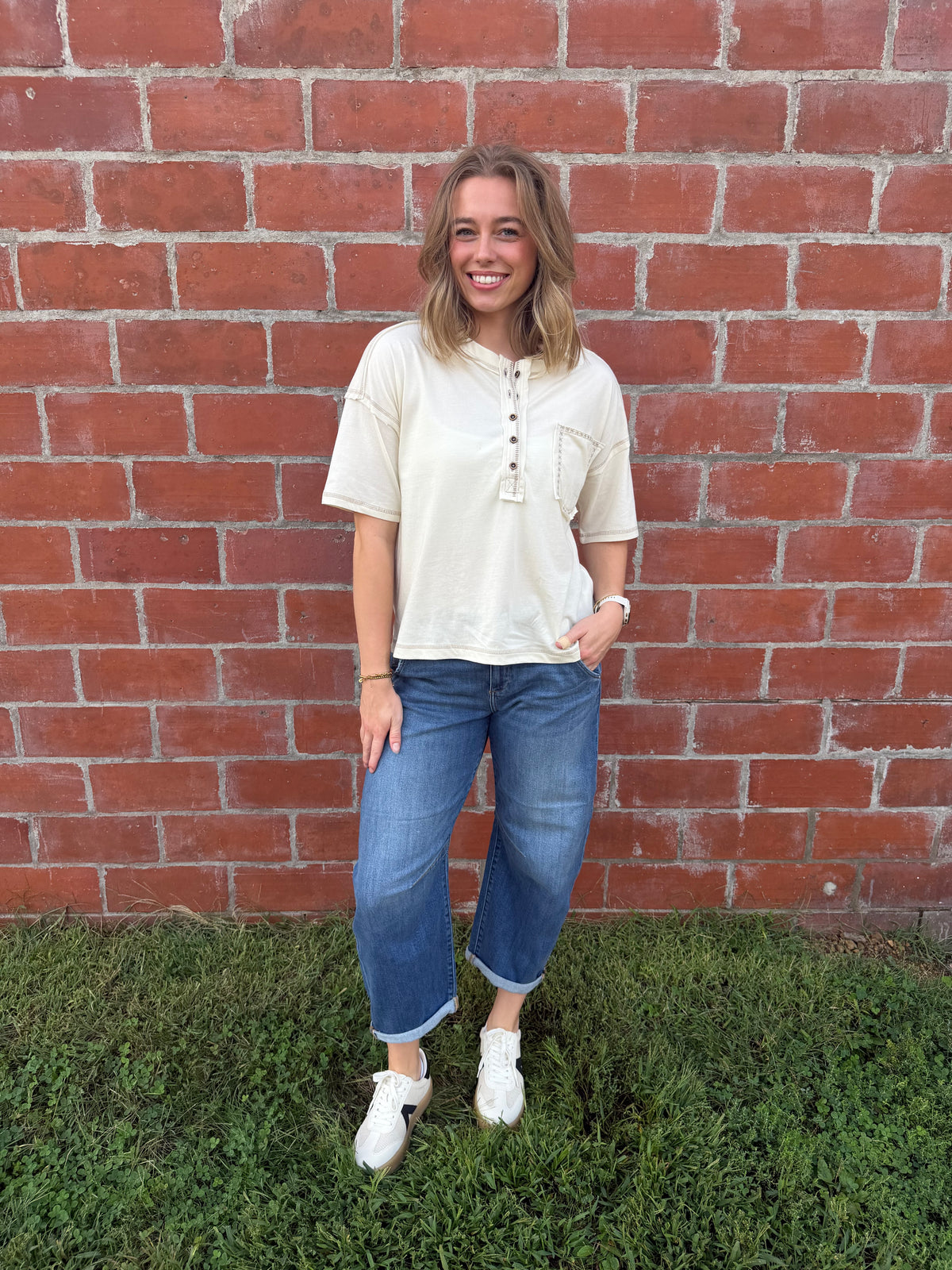 Vintage Cream Henley Tee