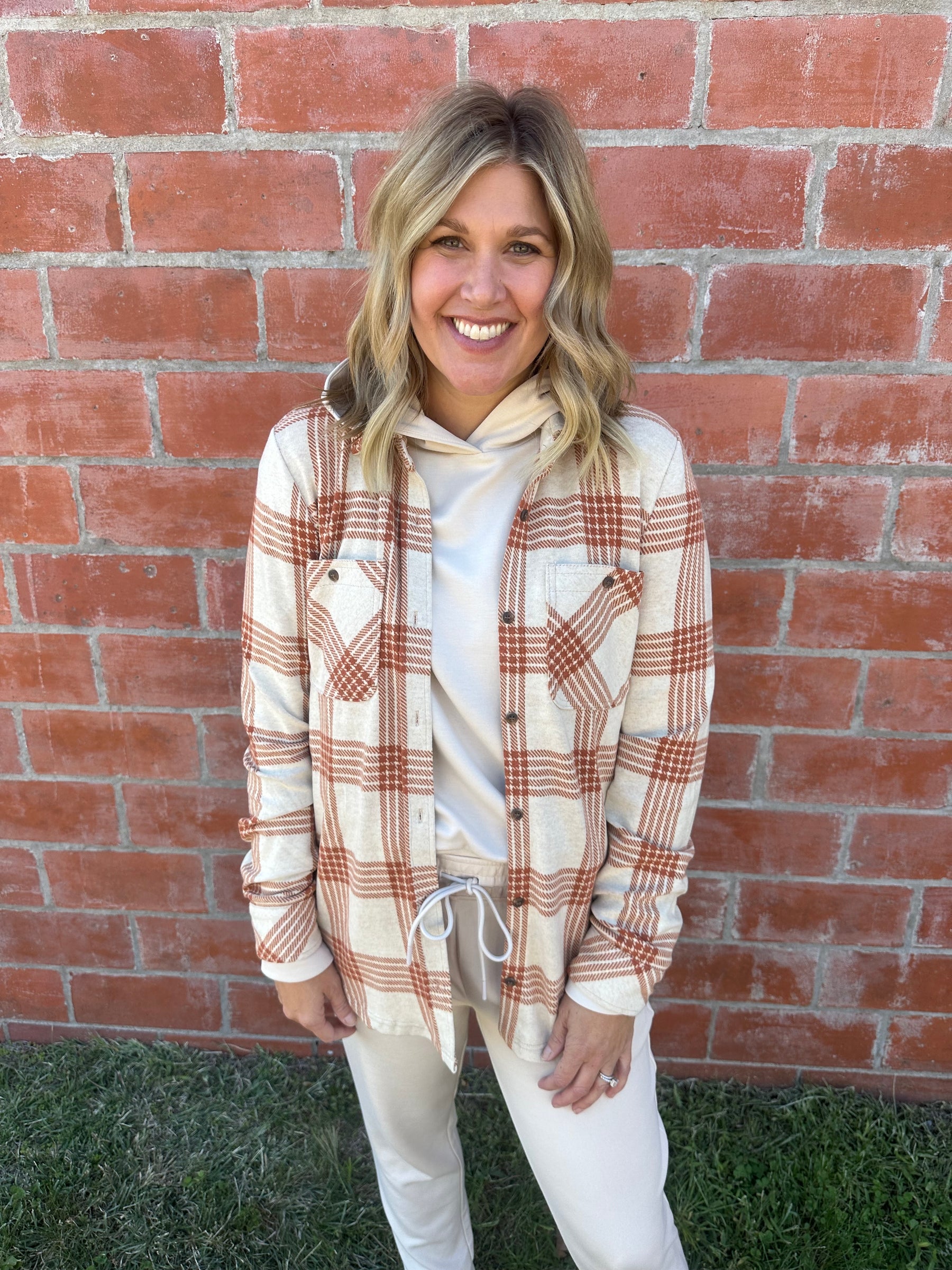 Lewis Top - Rust Ivory Plaid
