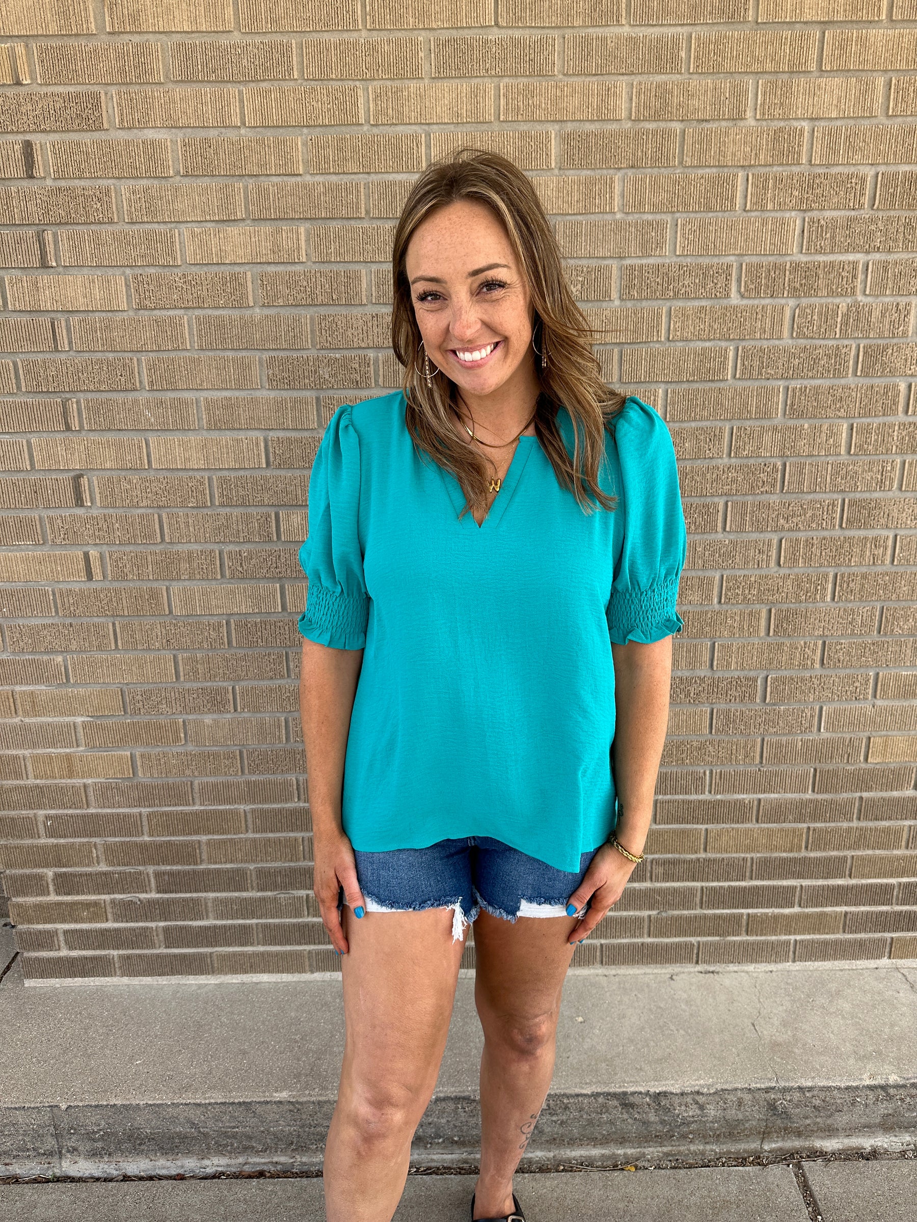 Perfect Crinkle Blouse - Teal