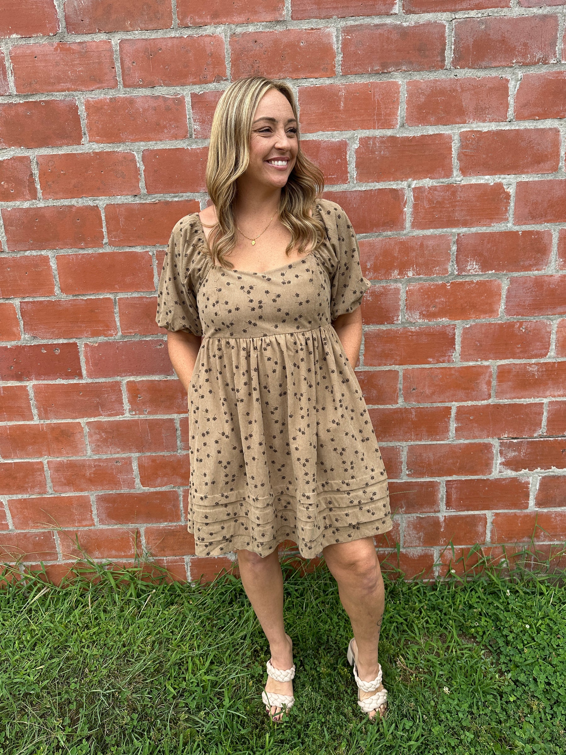 Floral Corduroy Mini Dress
