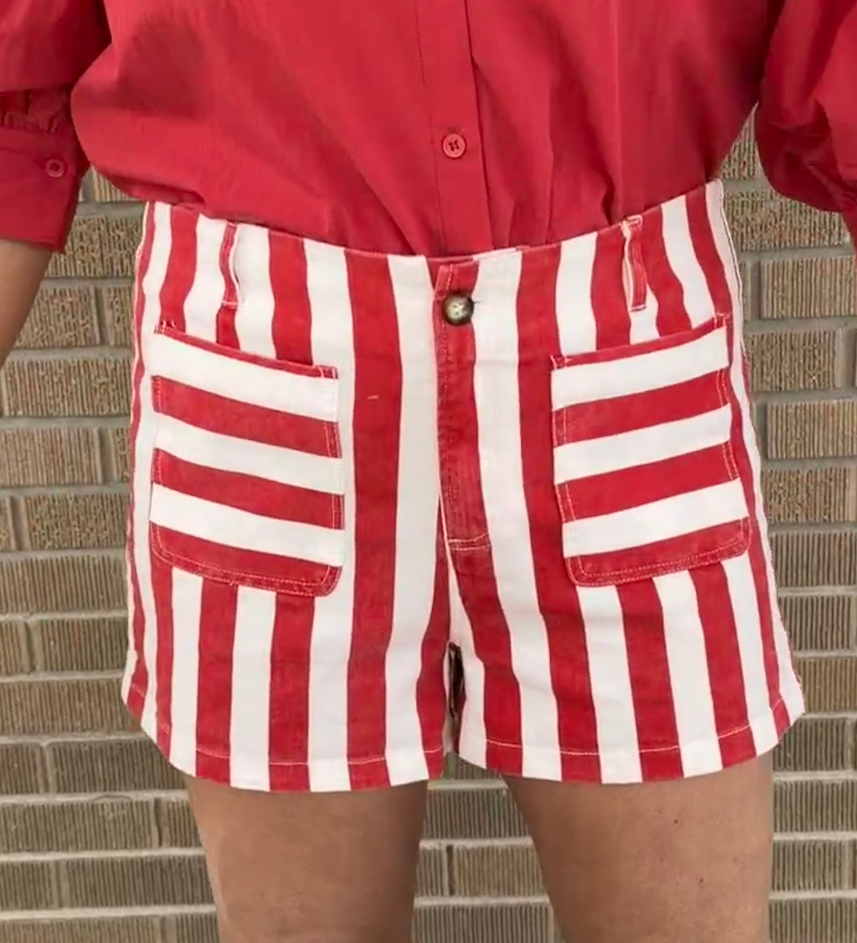Red and White Stripe Shorts