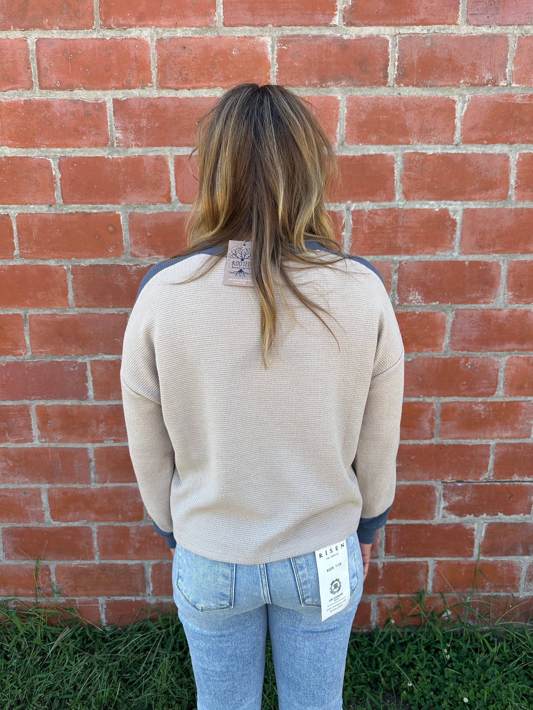 Cloudy Knit Color Block - Denim