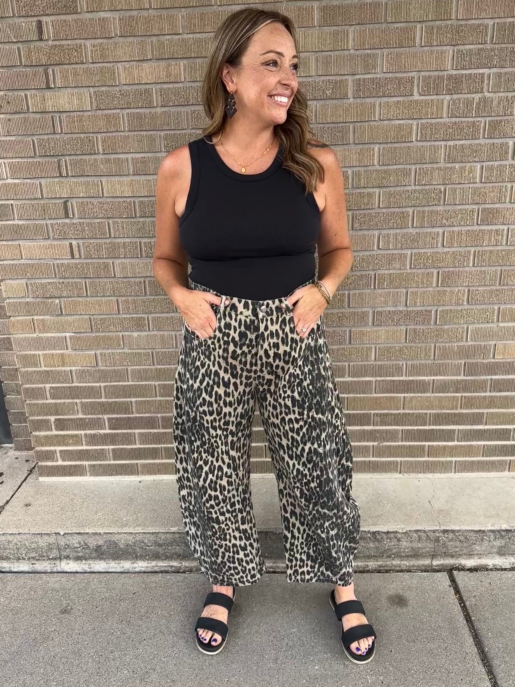 Leopard Barrel Jeans