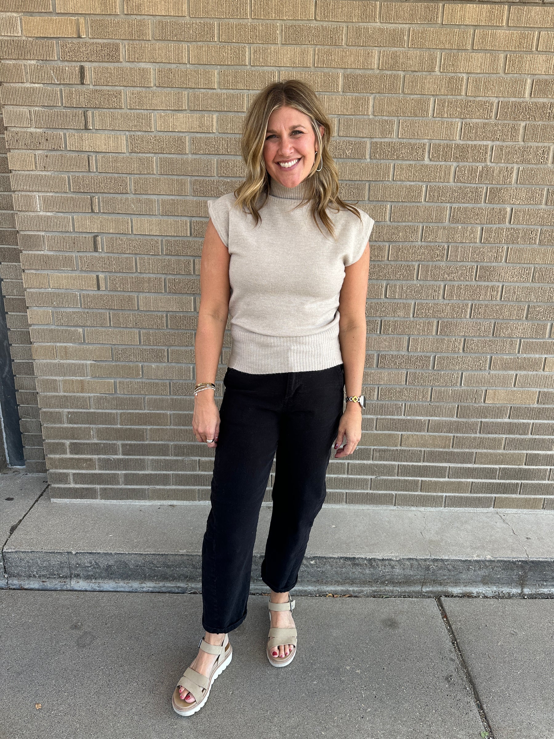 Mock Neck Taupe Sweater