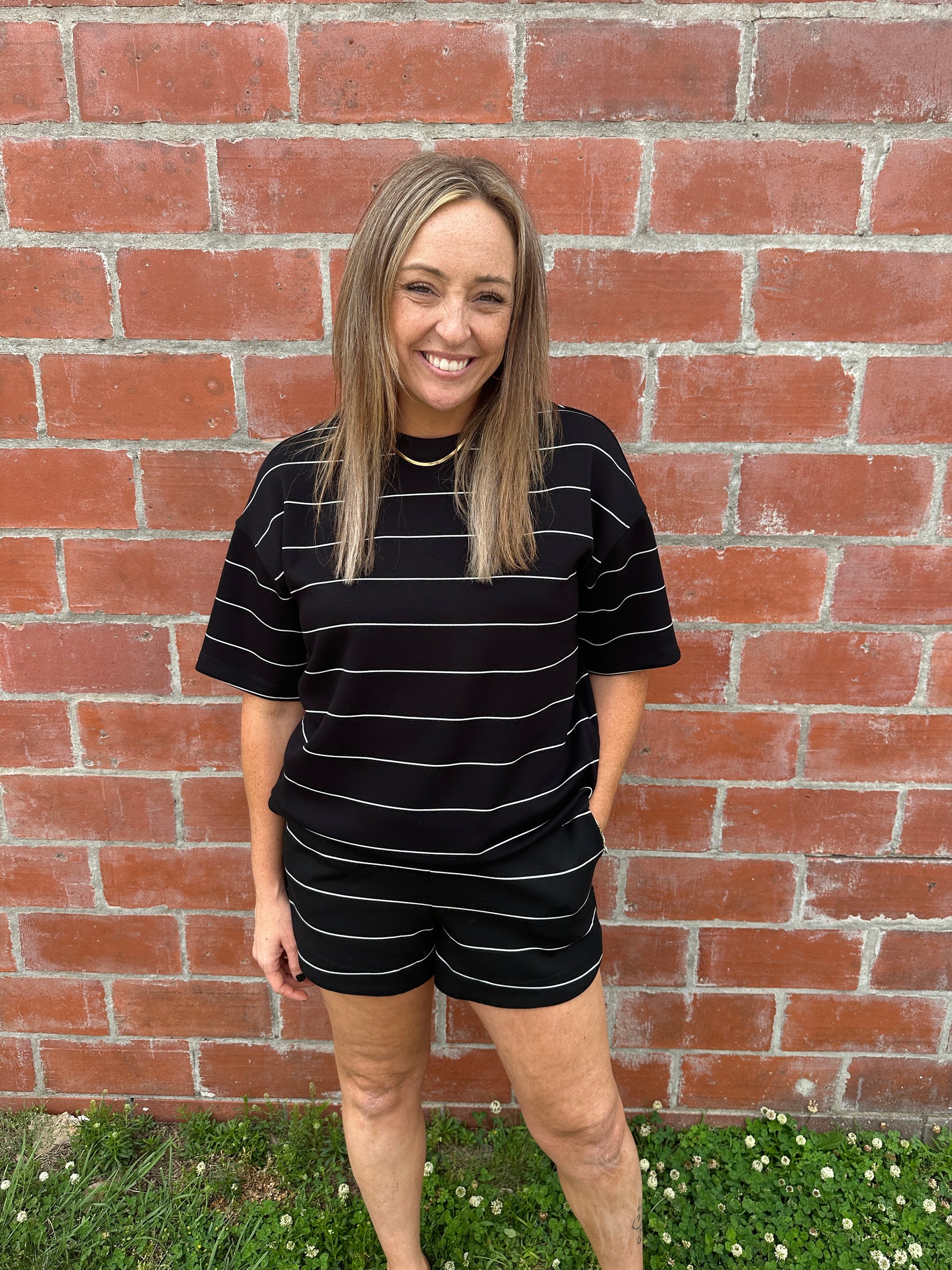 Buttery Soft Modal Stripe Tee - Black