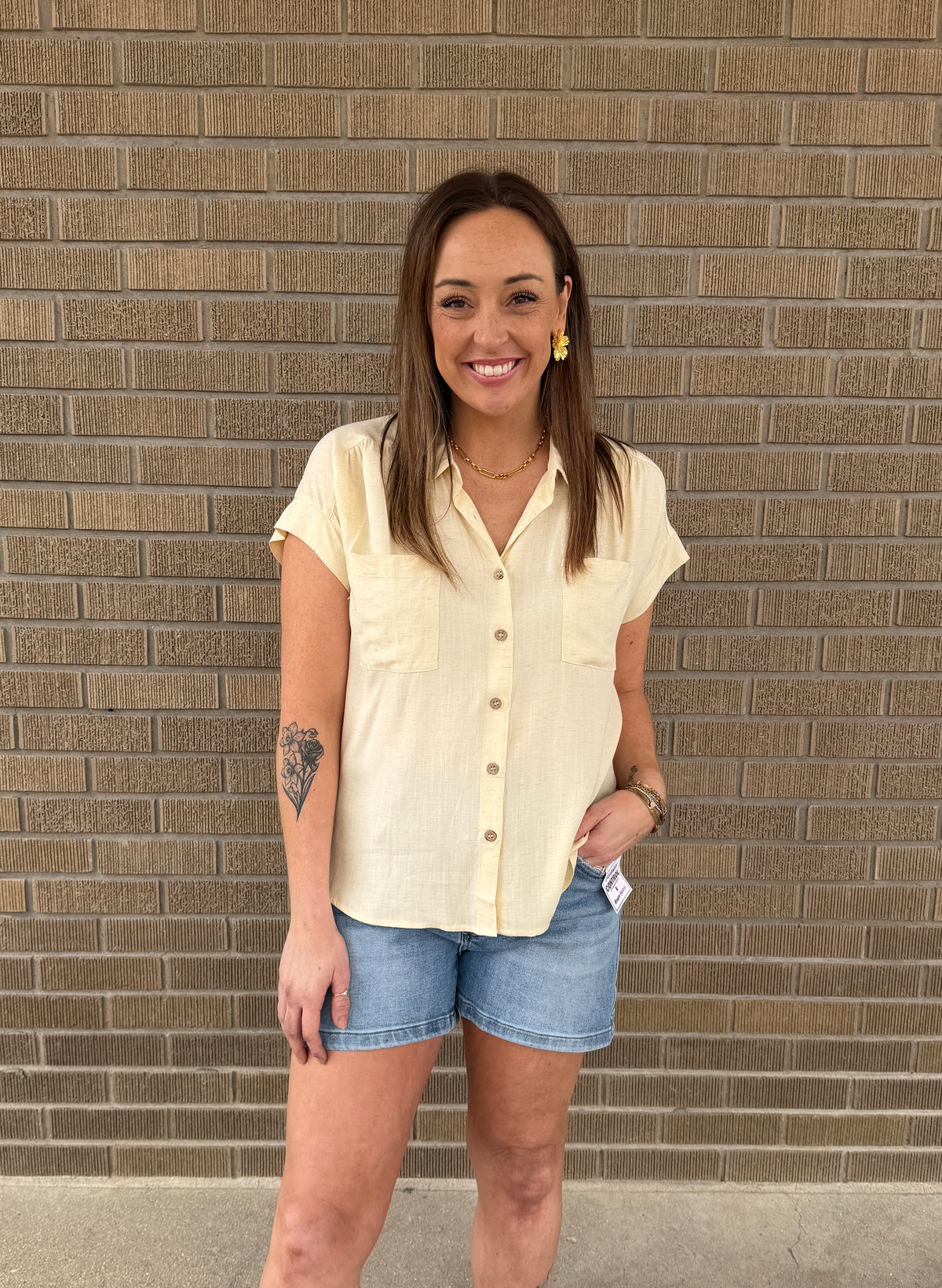 Butter Yellow Button Up