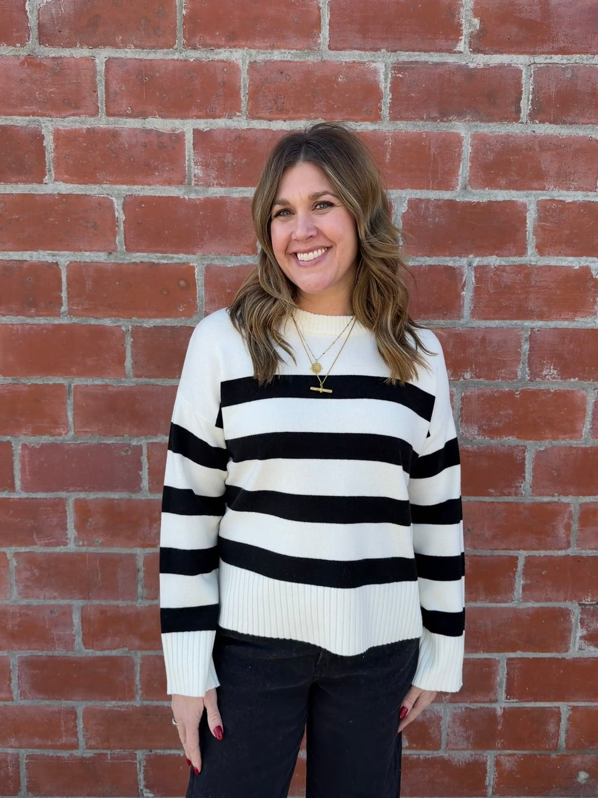 Soft Stripe Sweater - White & Black