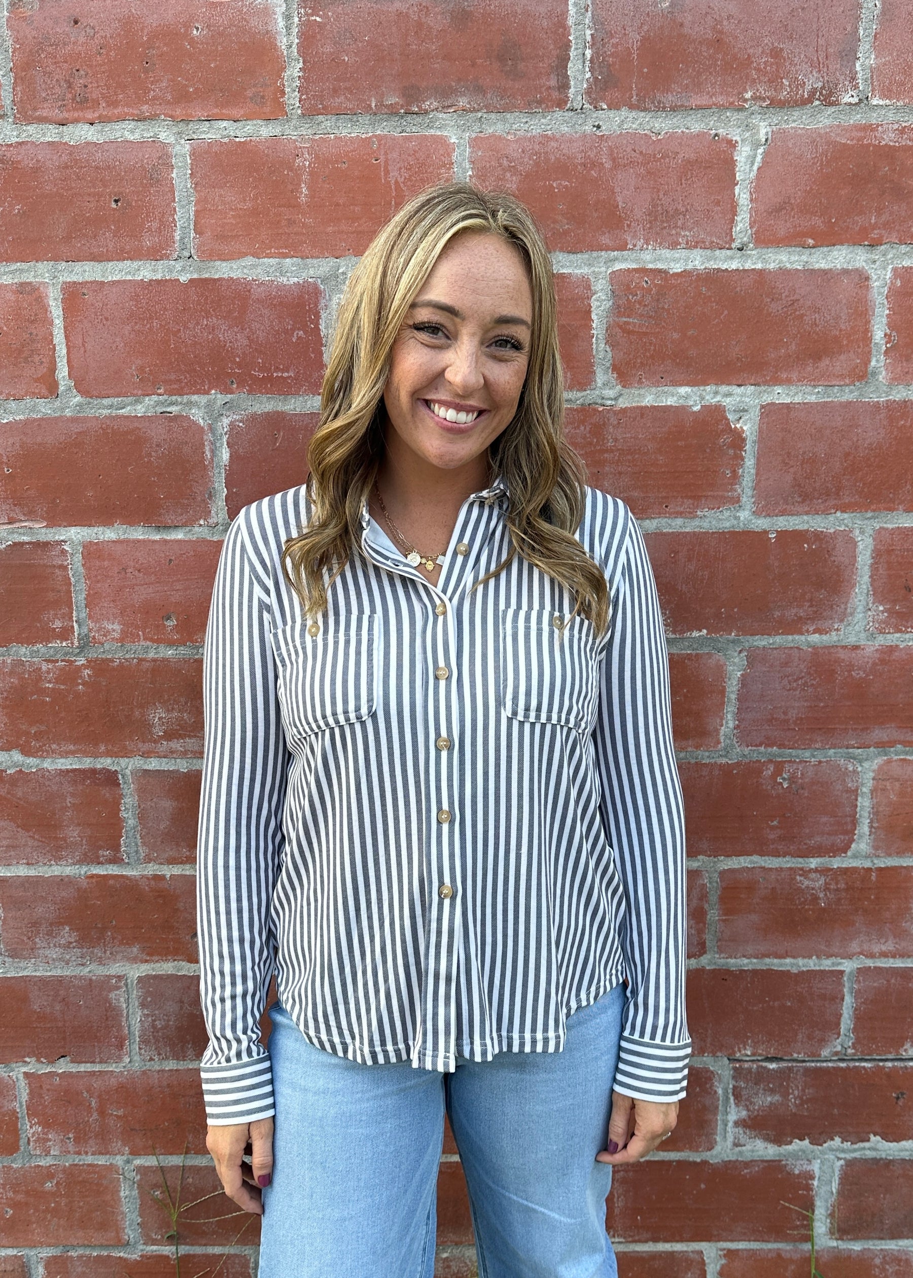 Buttery Soft Button Down - Charcoal