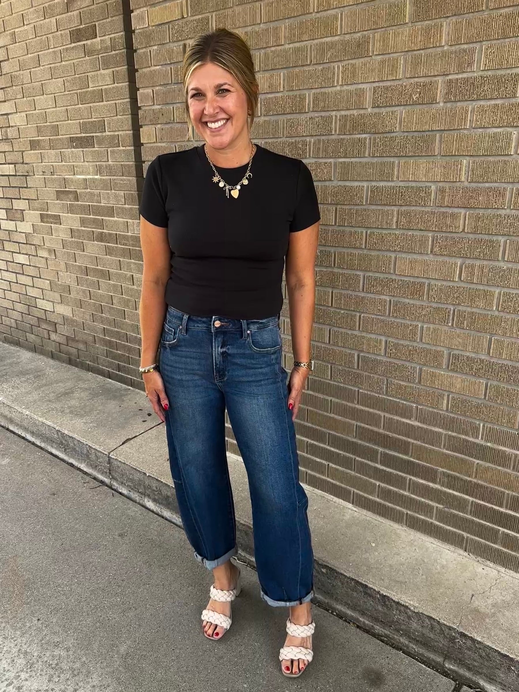 Dark Wash Barrel Jeans