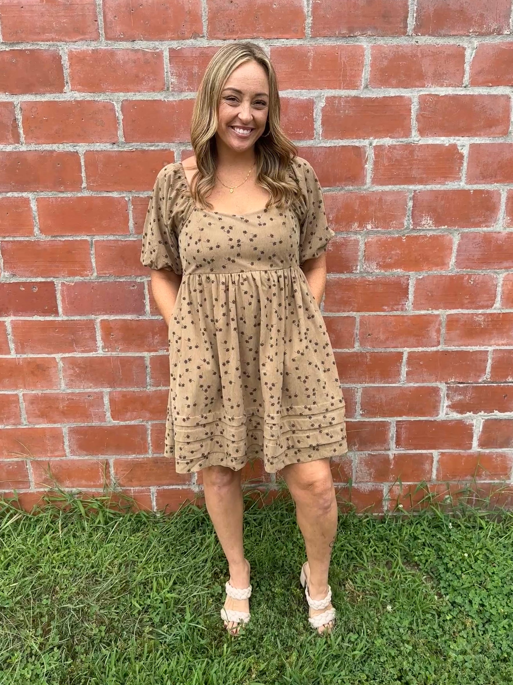 Floral Corduroy Mini Dress