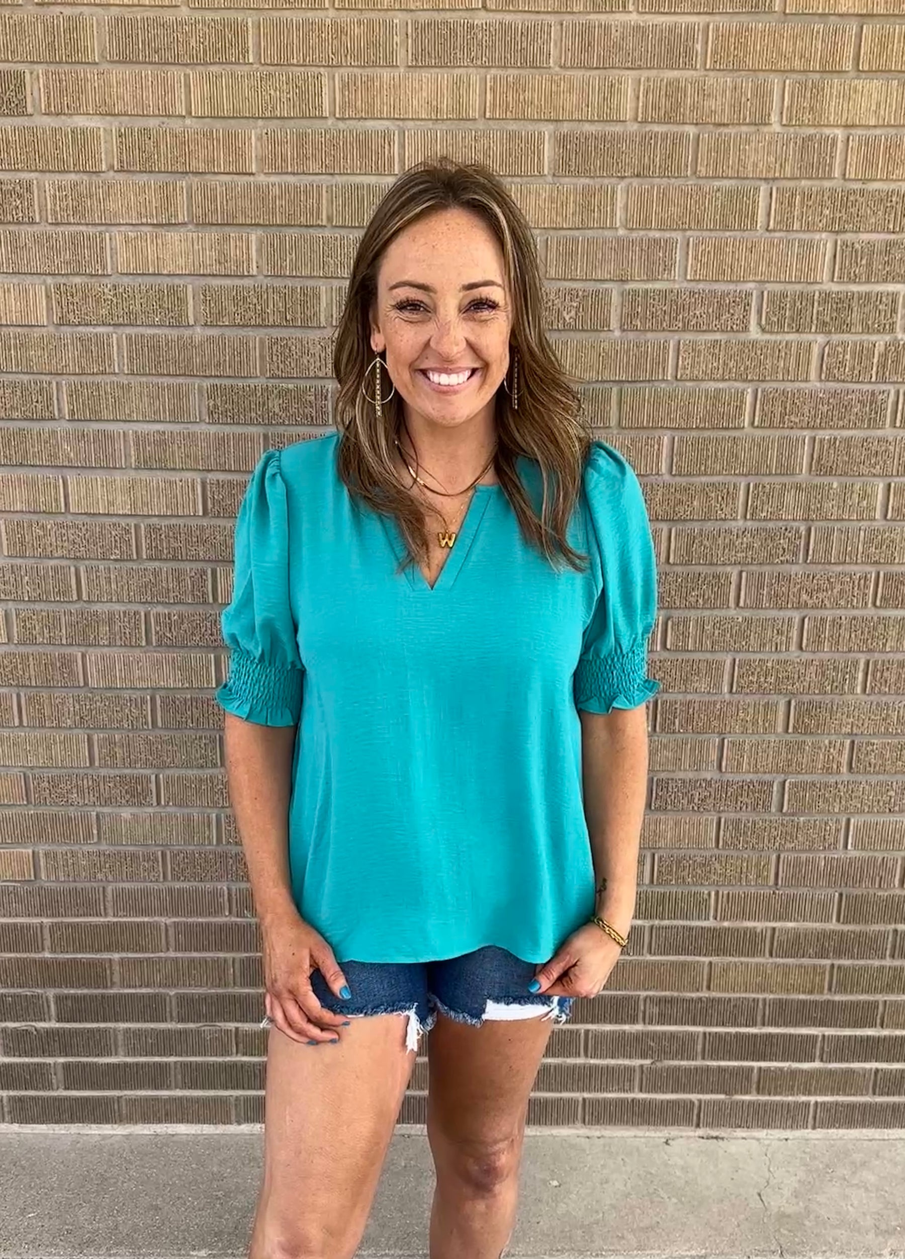 Perfect Crinkle Blouse - Teal