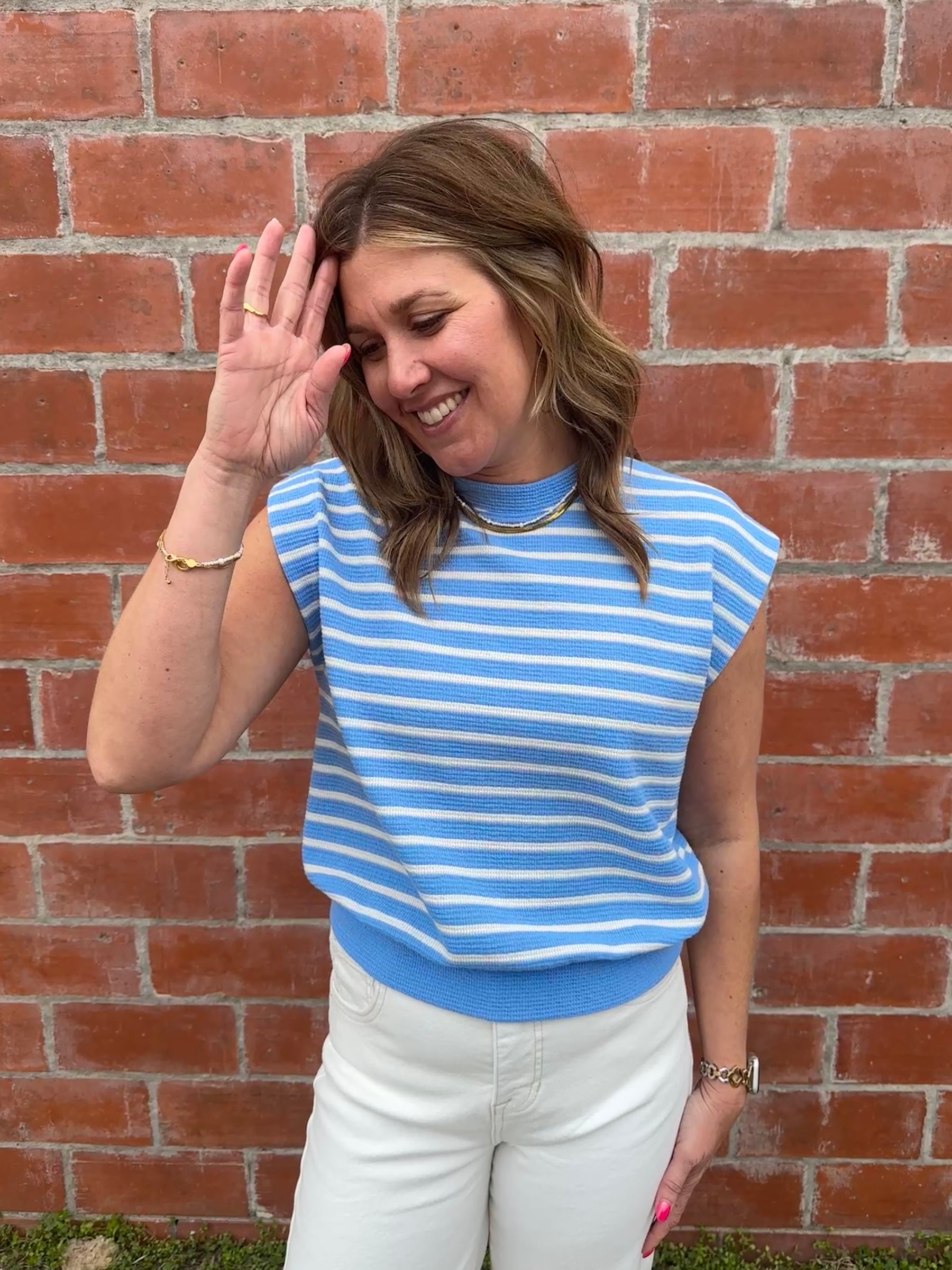 Blue Stripe Cloudy Knit Top