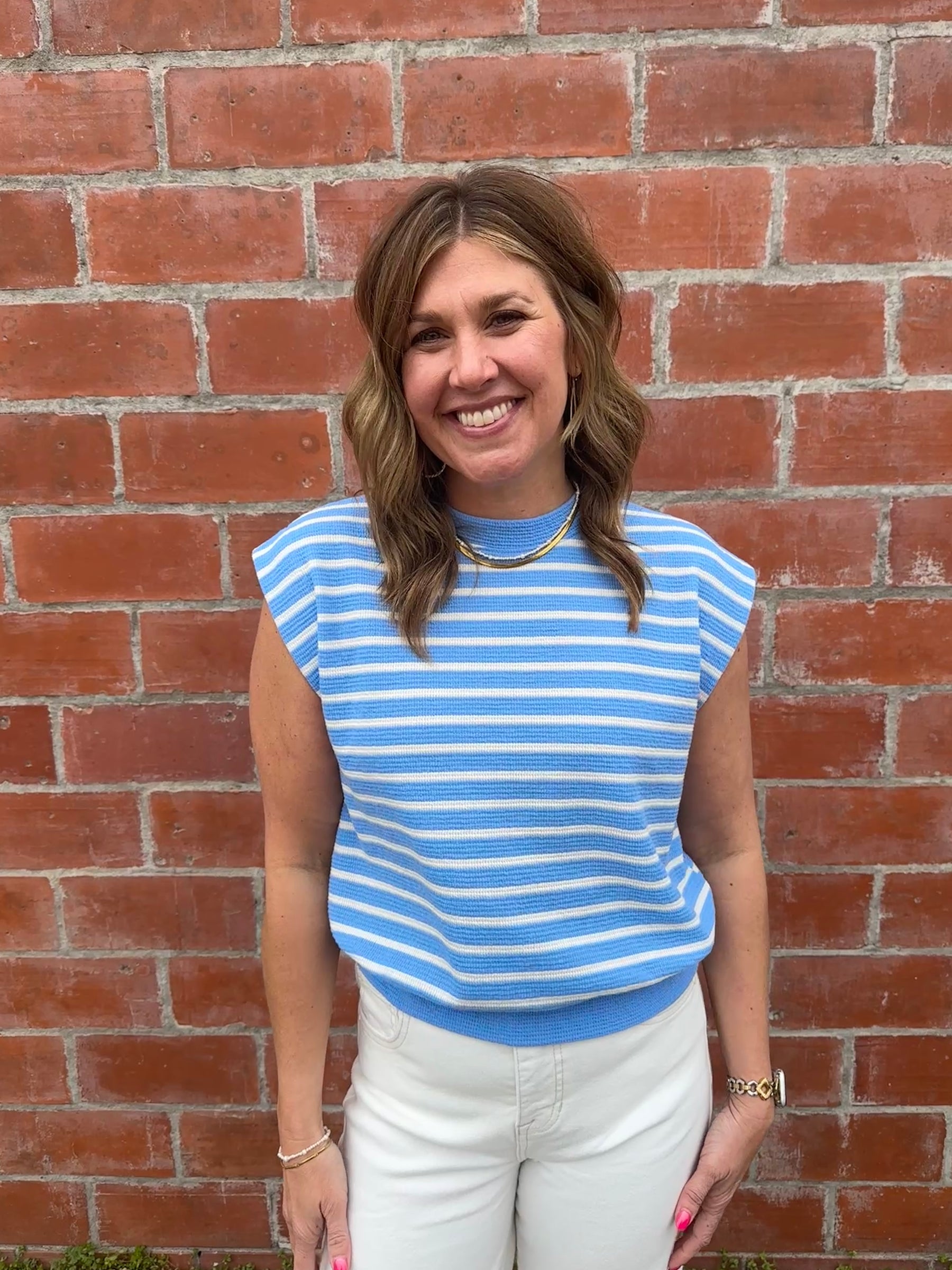 Blue Stripe Cloudy Knit Top