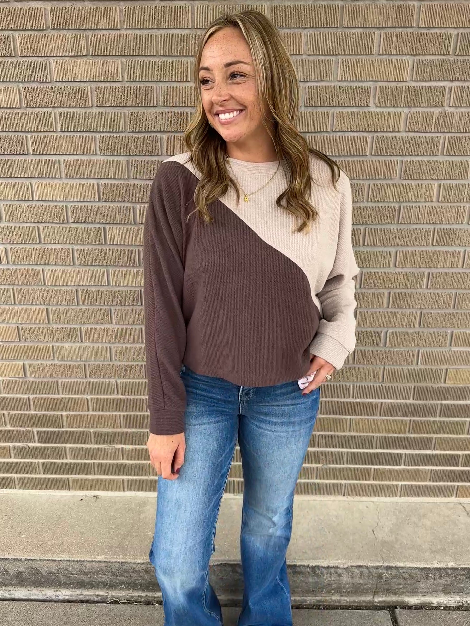 Cloudy Knit Color Block - Mocha