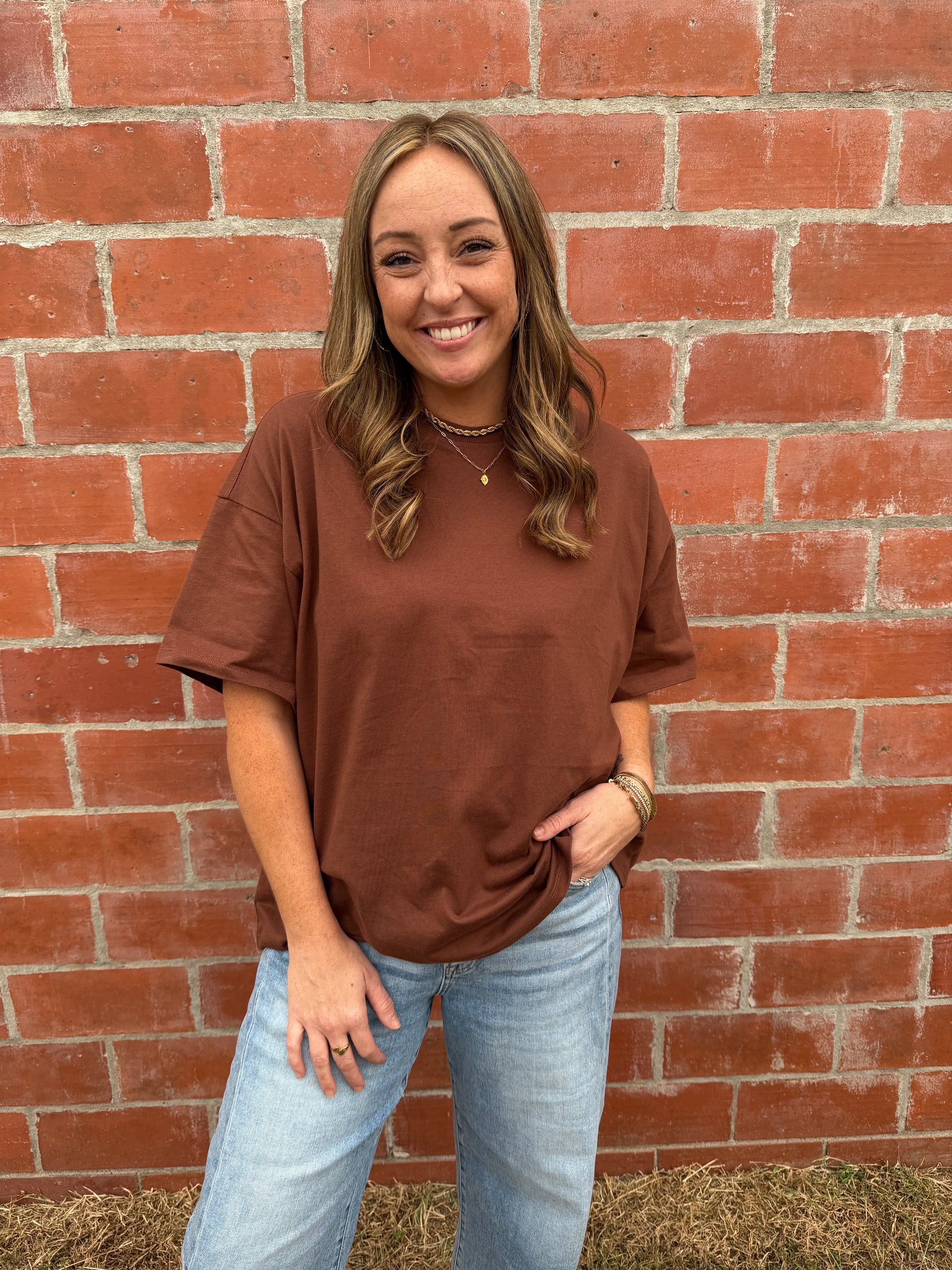 Chill All Day Oversized Tee - Chestnut