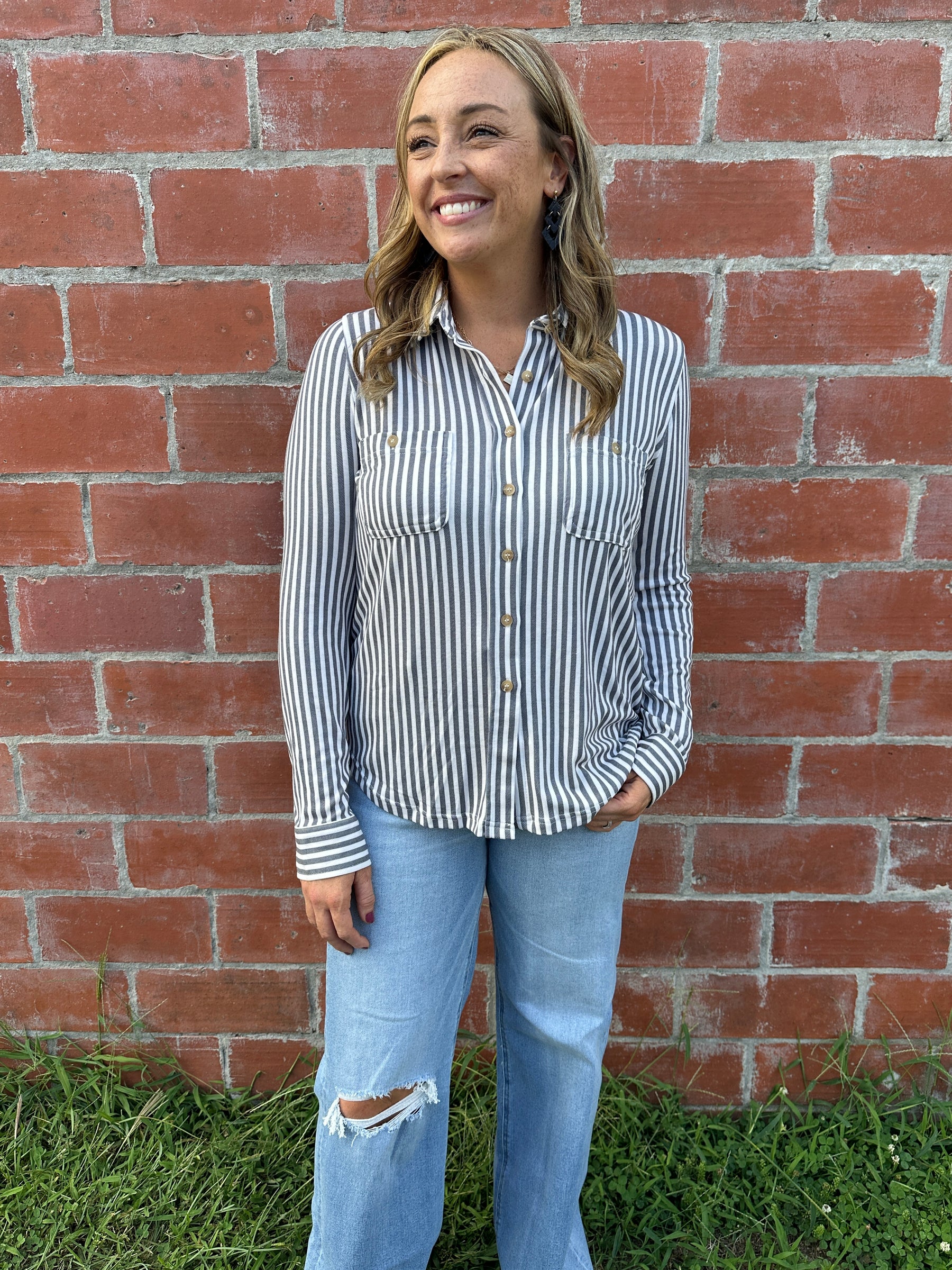 Buttery Soft Button Down - Charcoal
