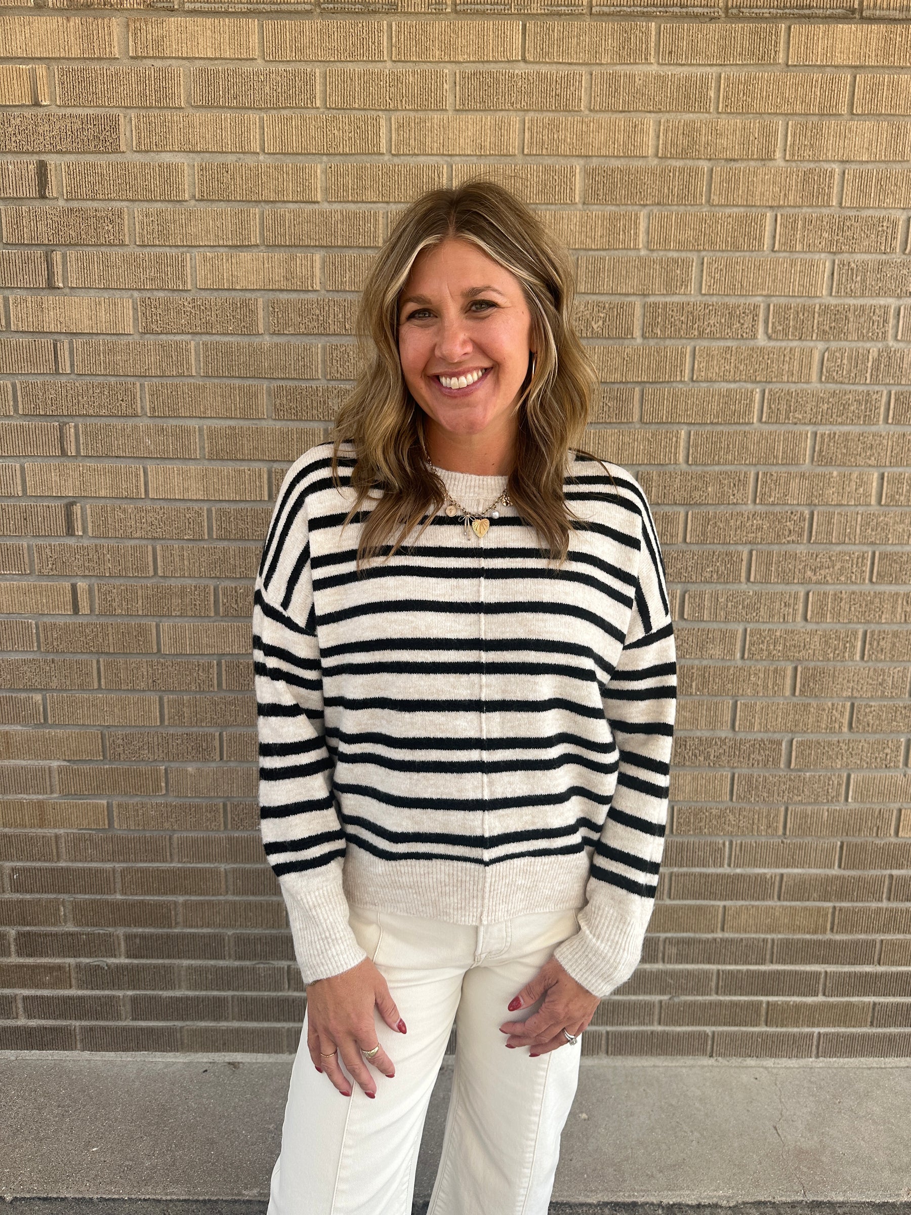 Classic Stripe Sweater - Cream