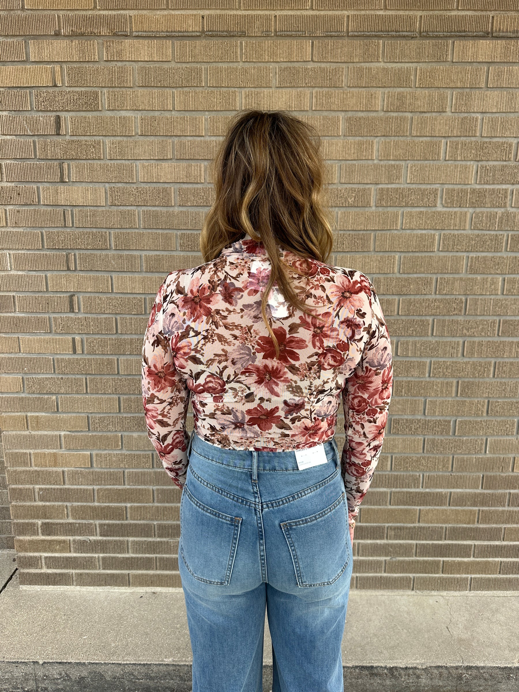 Floral Mesh Top - Cream