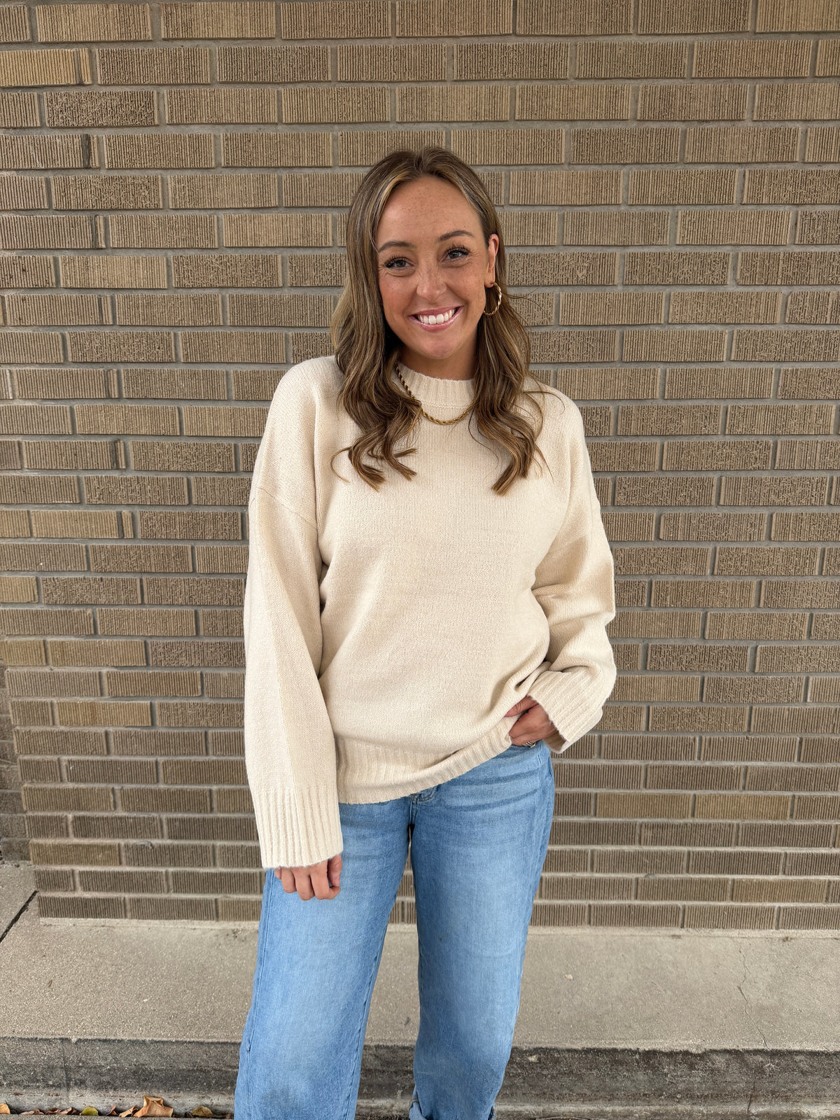 Oversized Crew Sweater - Cream