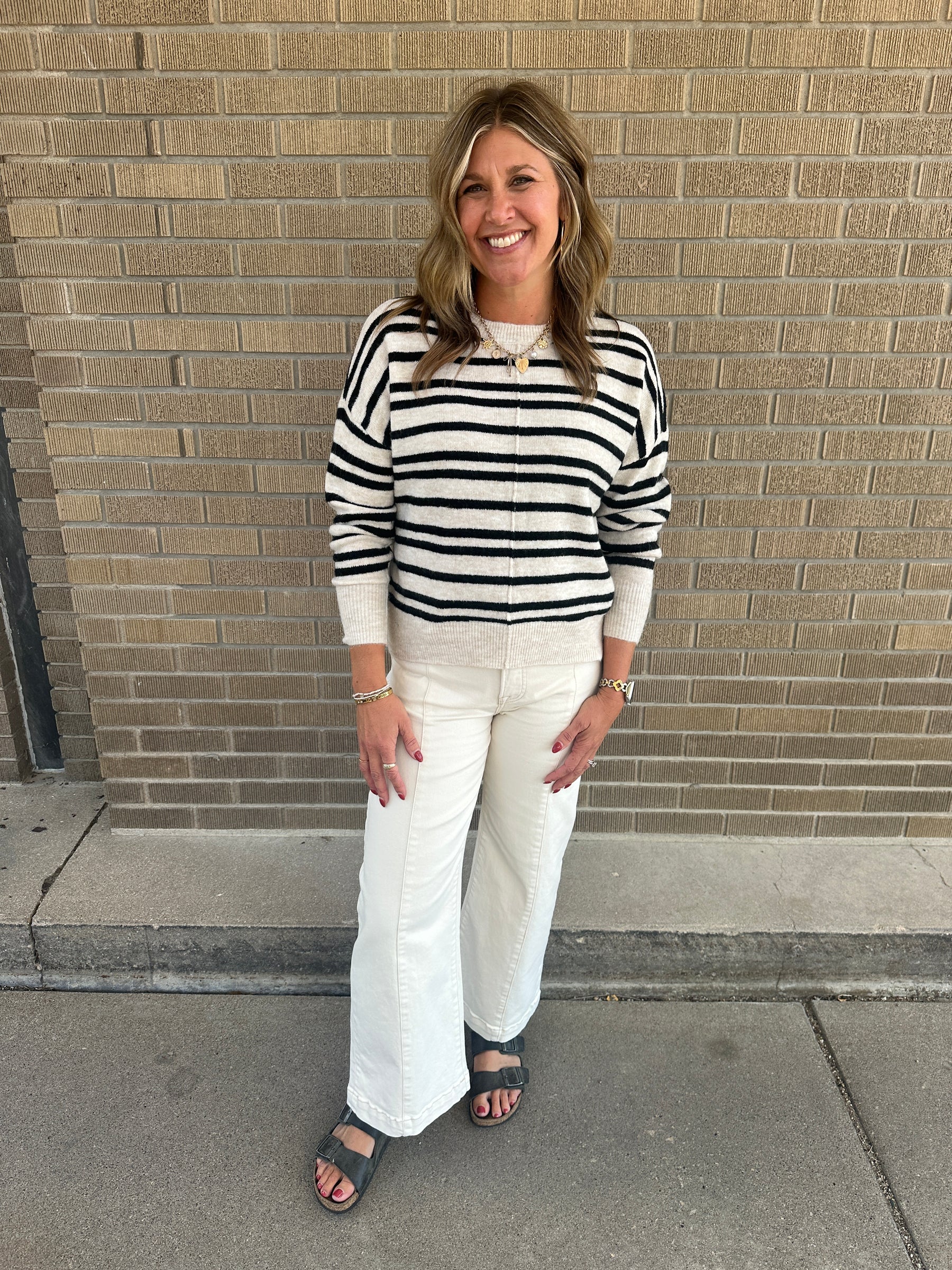 Classic Stripe Sweater - Cream