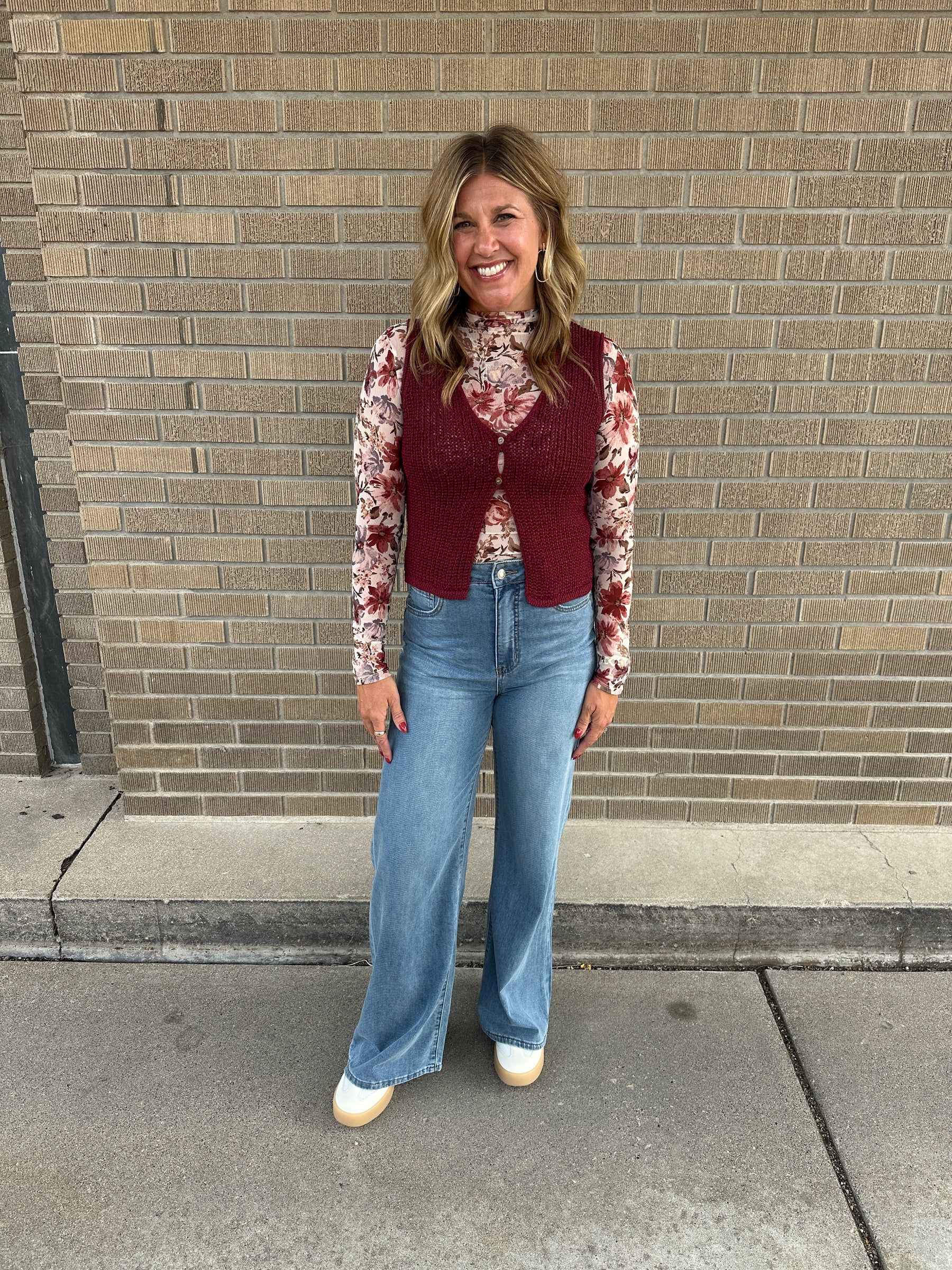 Floral Mesh Top - Cream